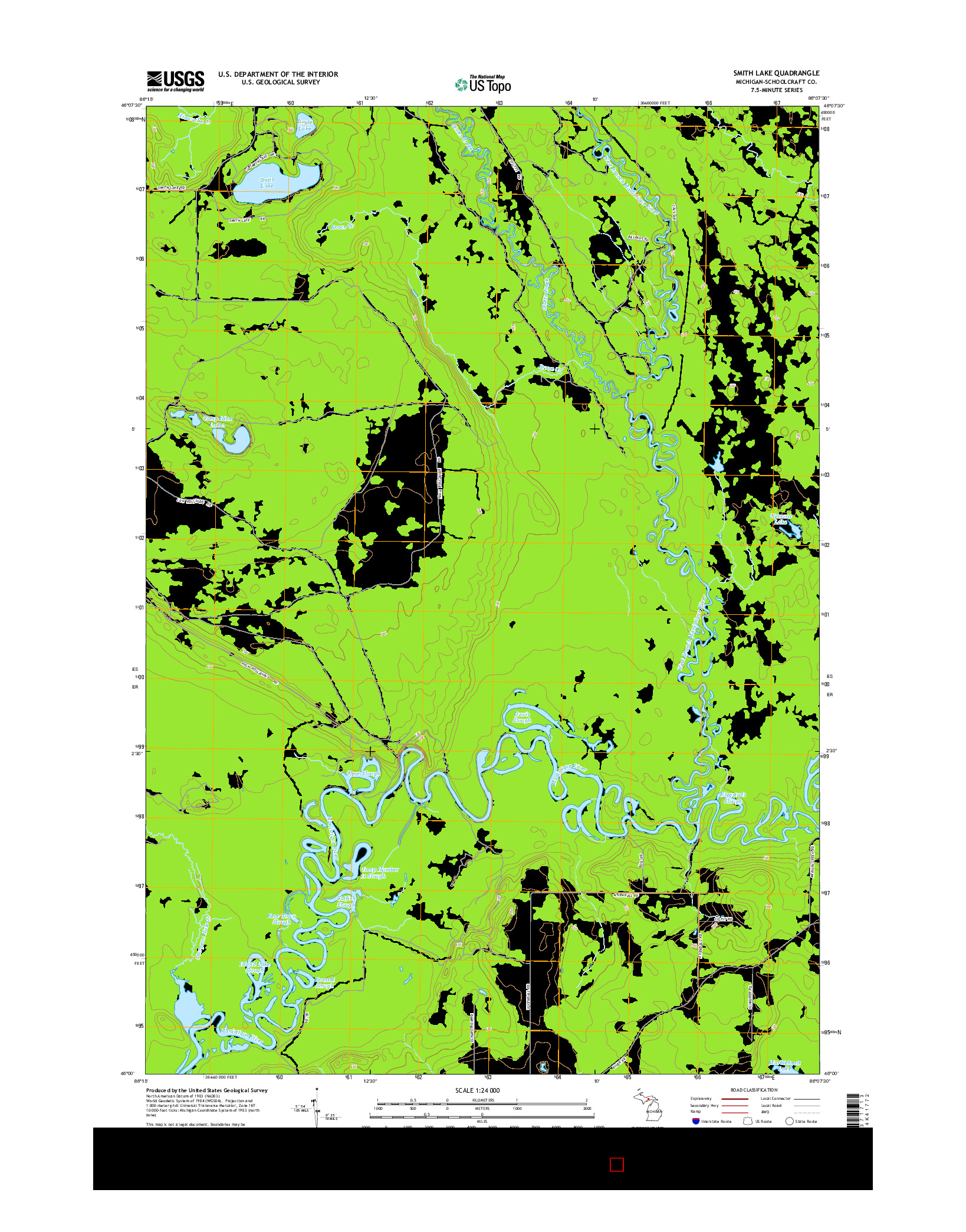USGS US TOPO 7.5-MINUTE MAP FOR SMITH LAKE, MI 2014