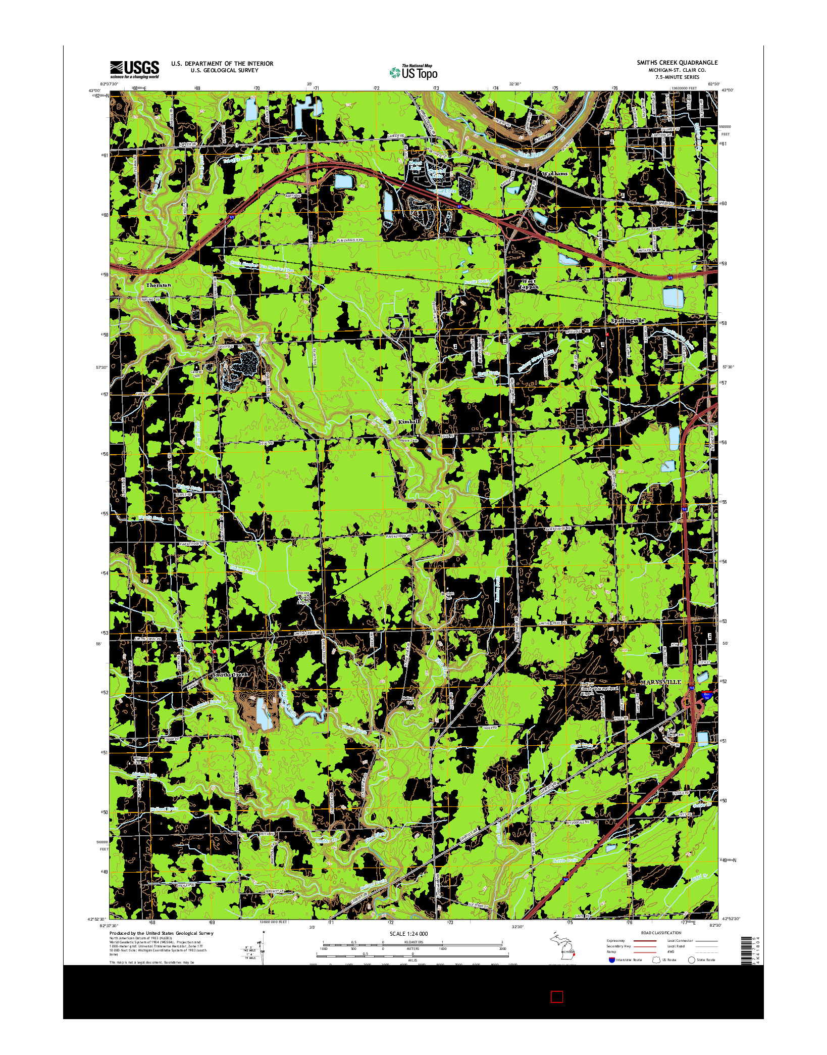 USGS US TOPO 7.5-MINUTE MAP FOR SMITHS CREEK, MI 2014