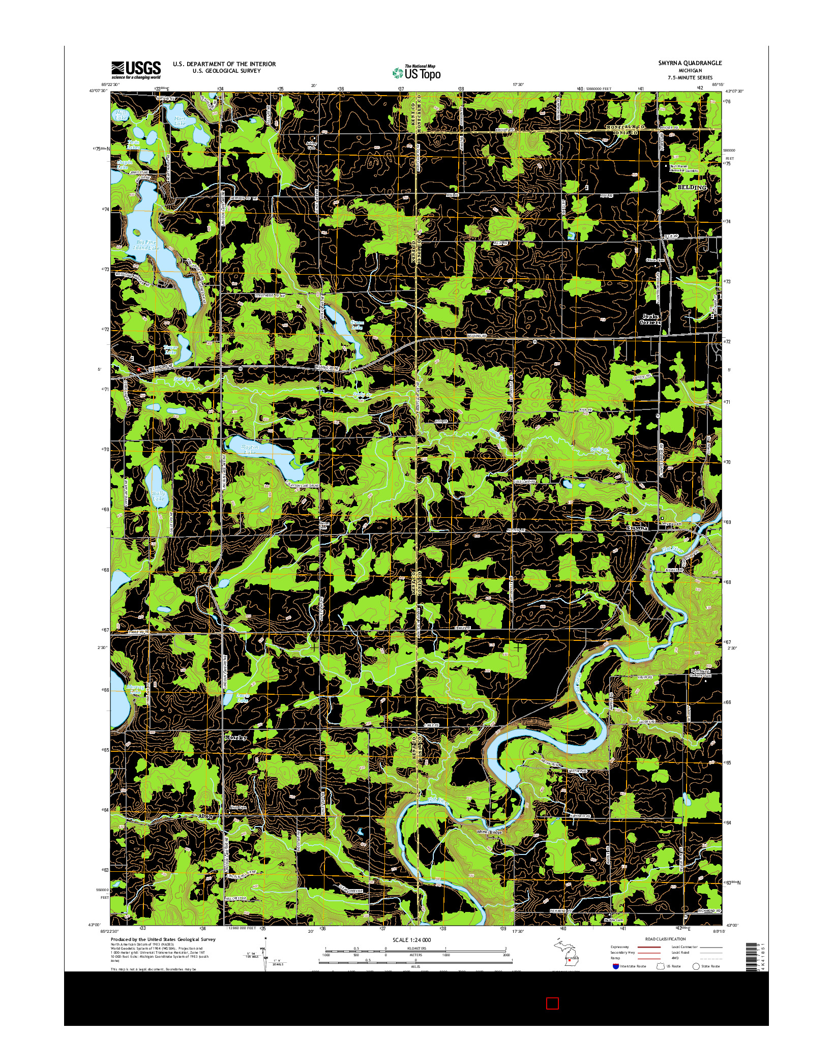 USGS US TOPO 7.5-MINUTE MAP FOR SMYRNA, MI 2014