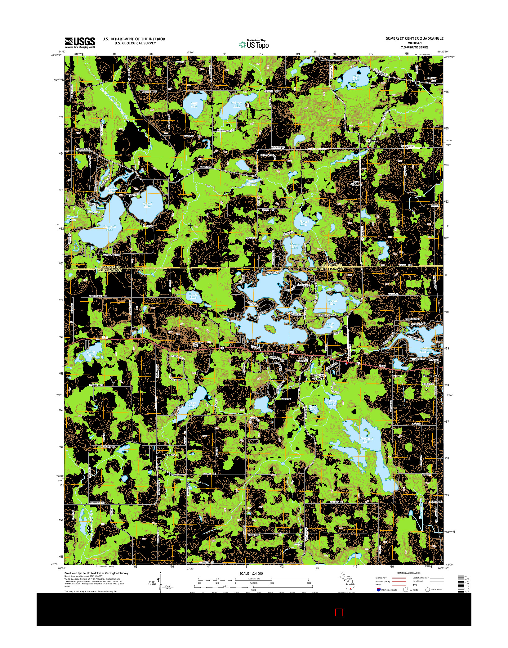 USGS US TOPO 7.5-MINUTE MAP FOR SOMERSET CENTER, MI 2014