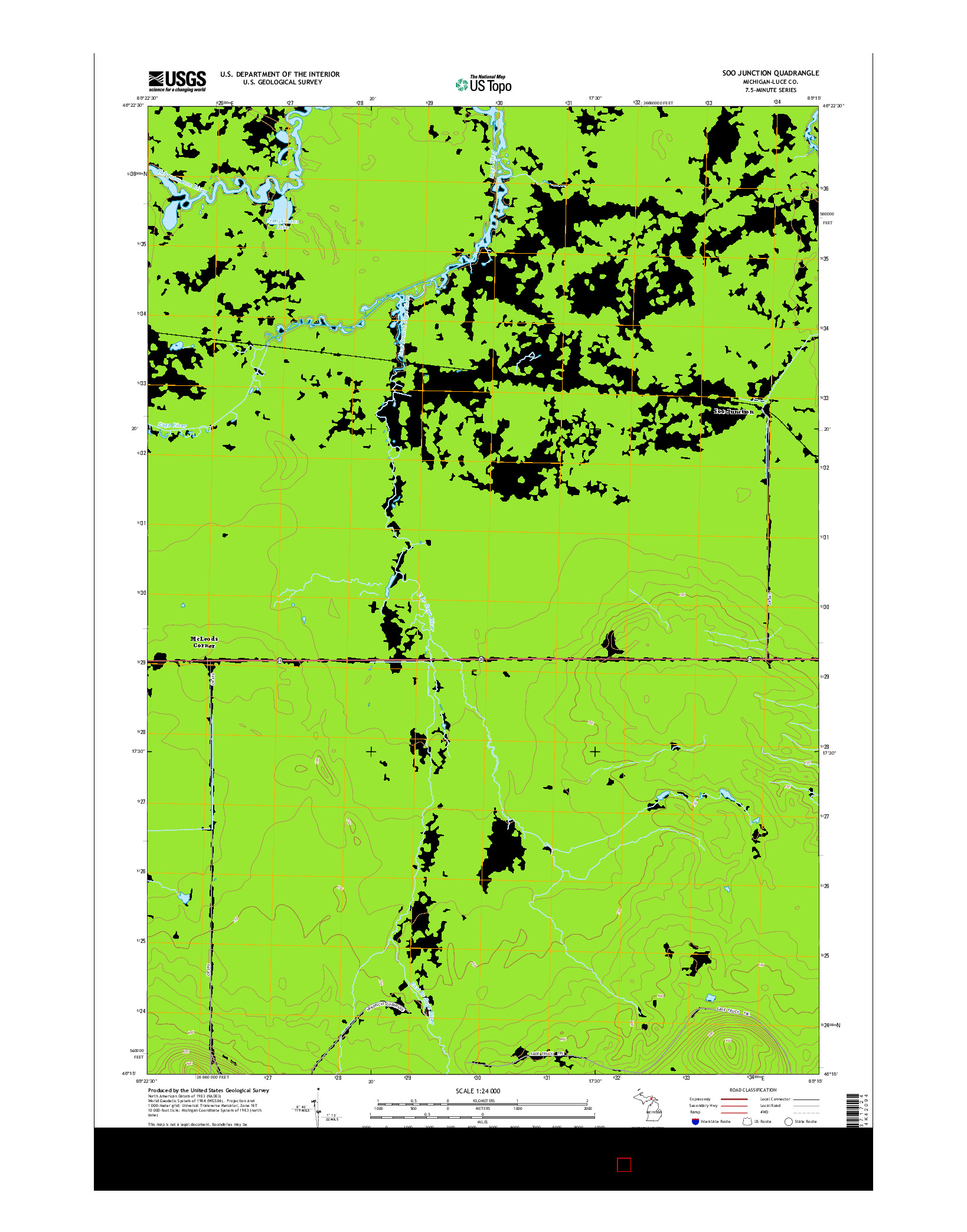 USGS US TOPO 7.5-MINUTE MAP FOR SOO JUNCTION, MI 2014