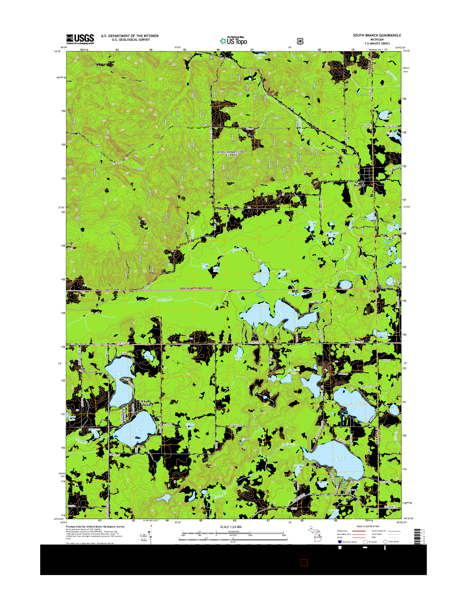 USGS US TOPO 7.5-MINUTE MAP FOR SOUTH BRANCH, MI 2014