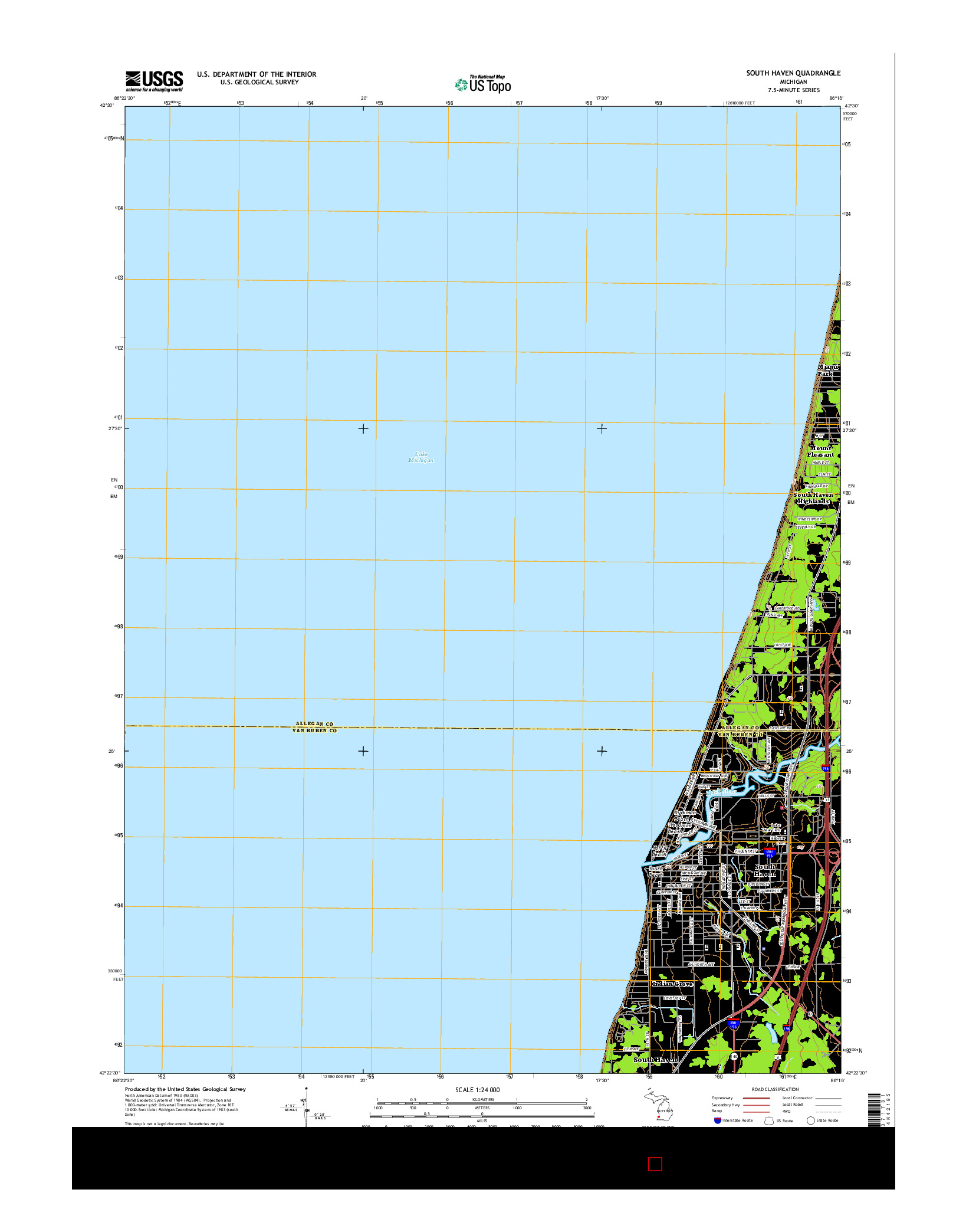 USGS US TOPO 7.5-MINUTE MAP FOR SOUTH HAVEN, MI 2014