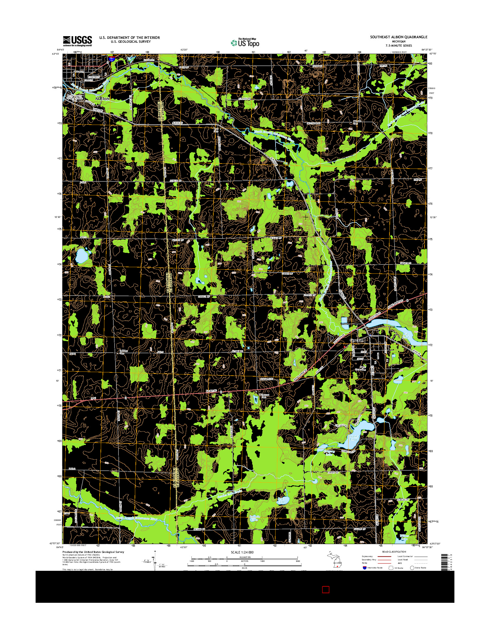 USGS US TOPO 7.5-MINUTE MAP FOR SOUTHEAST ALBION, MI 2014