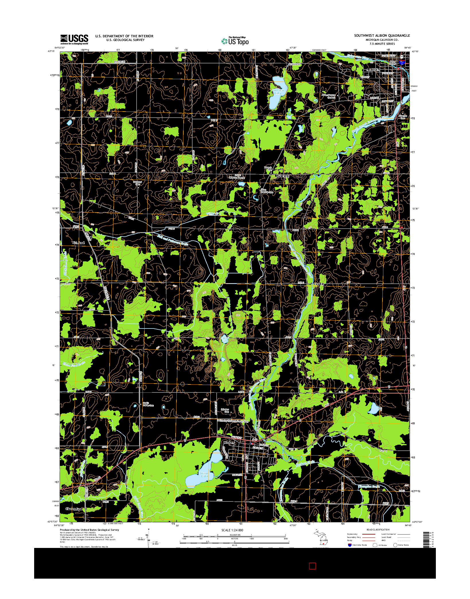 USGS US TOPO 7.5-MINUTE MAP FOR SOUTHWEST ALBION, MI 2014