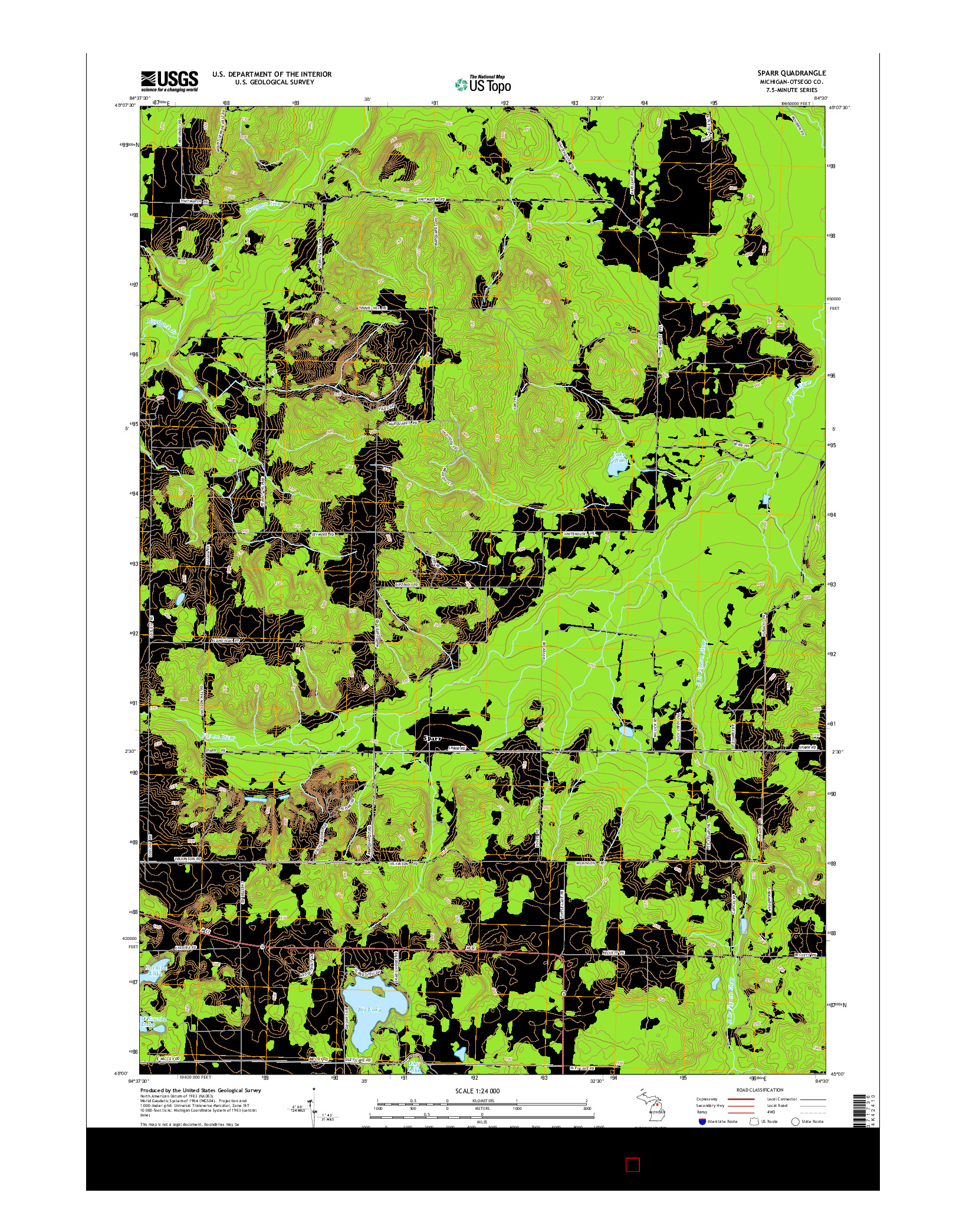 USGS US TOPO 7.5-MINUTE MAP FOR SPARR, MI 2014