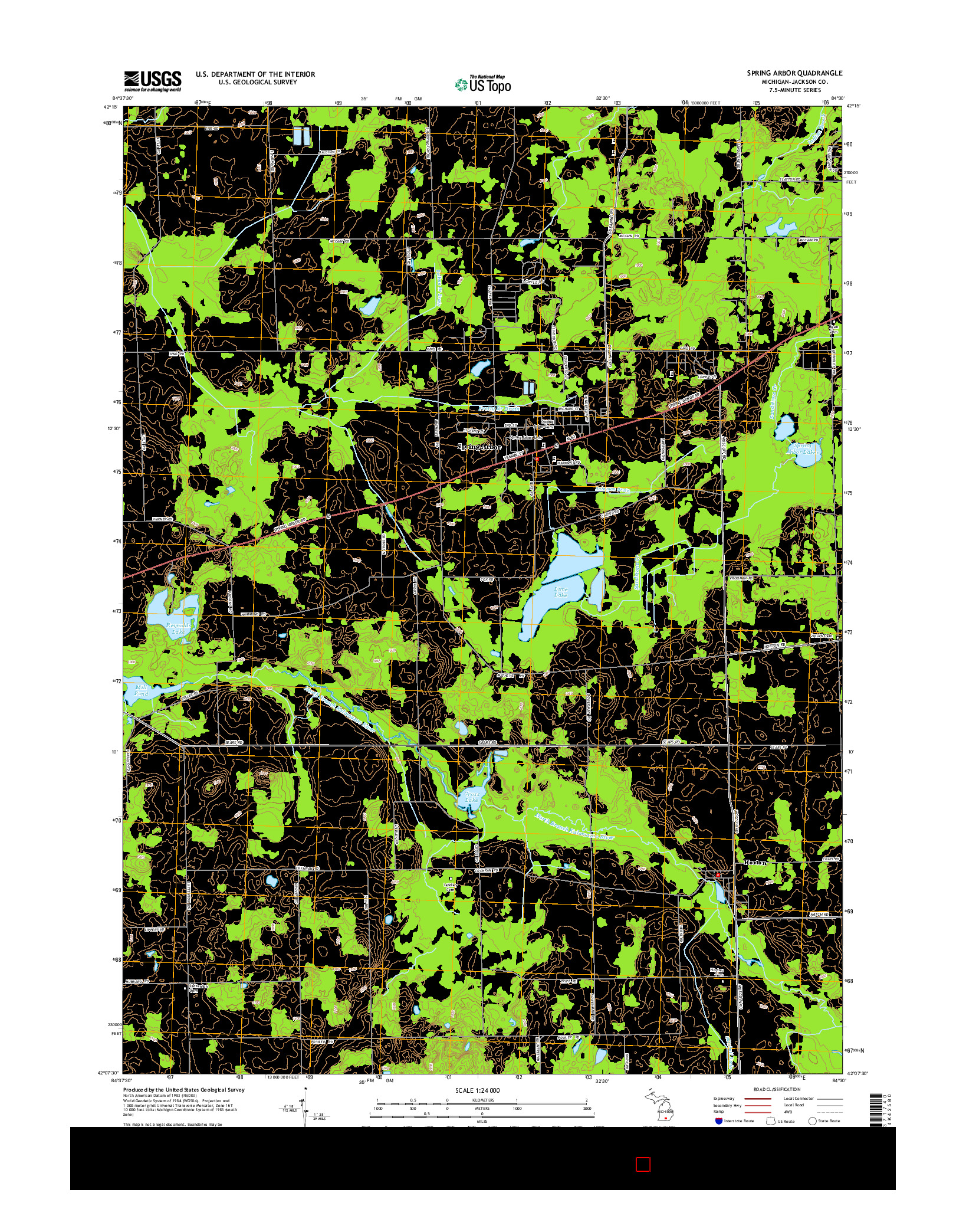 USGS US TOPO 7.5-MINUTE MAP FOR SPRING ARBOR, MI 2014