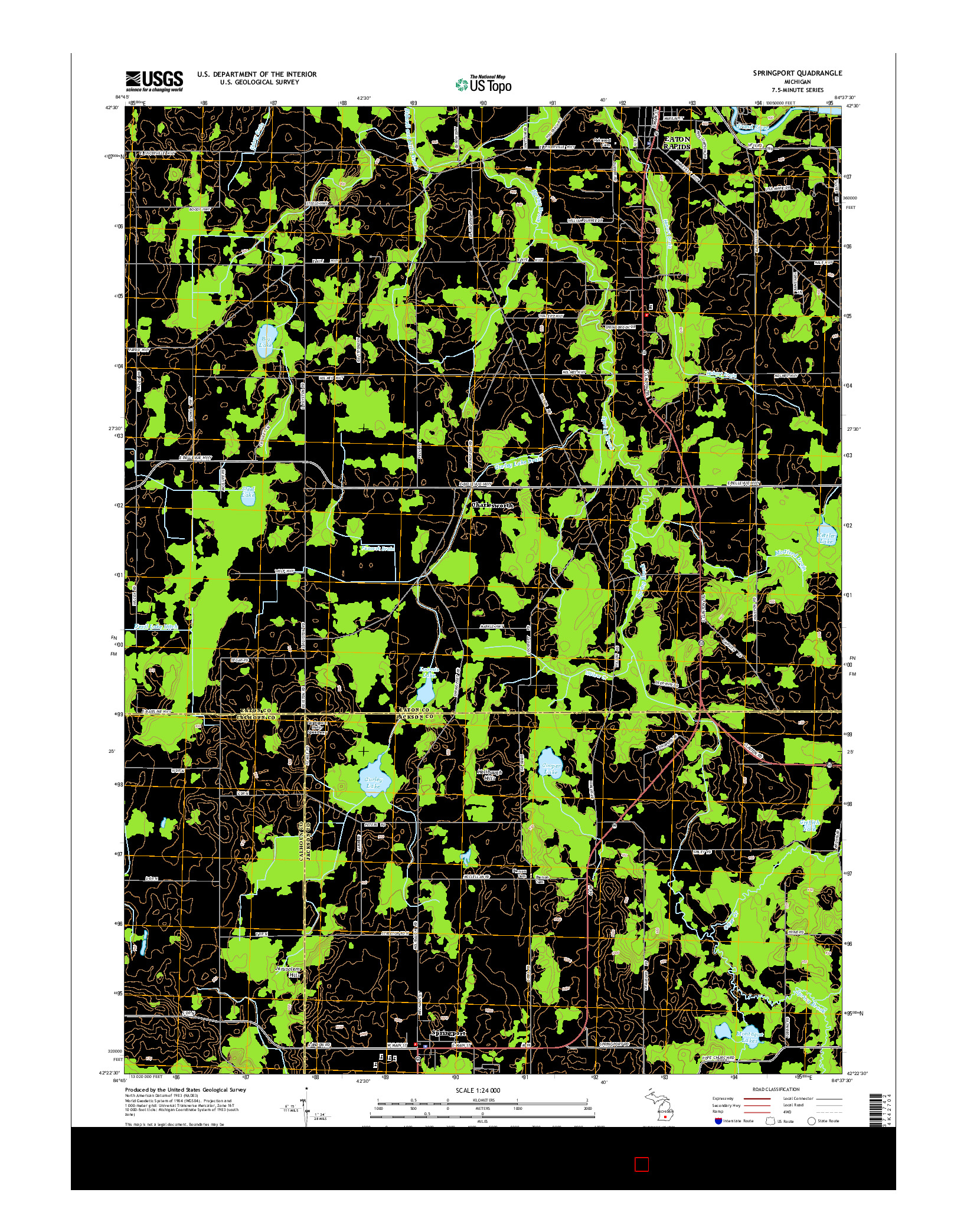 USGS US TOPO 7.5-MINUTE MAP FOR SPRINGPORT, MI 2014