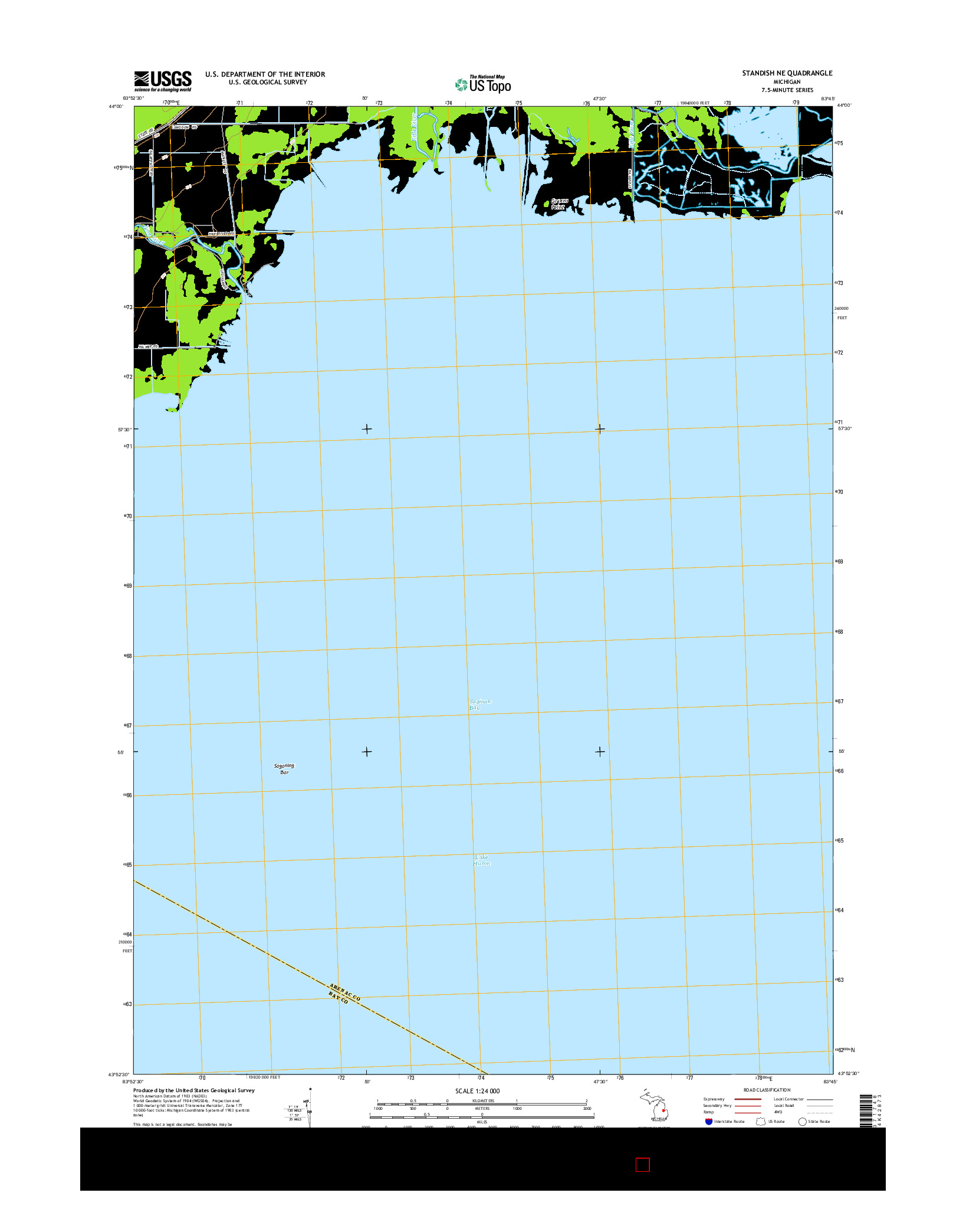 USGS US TOPO 7.5-MINUTE MAP FOR STANDISH NE, MI 2014