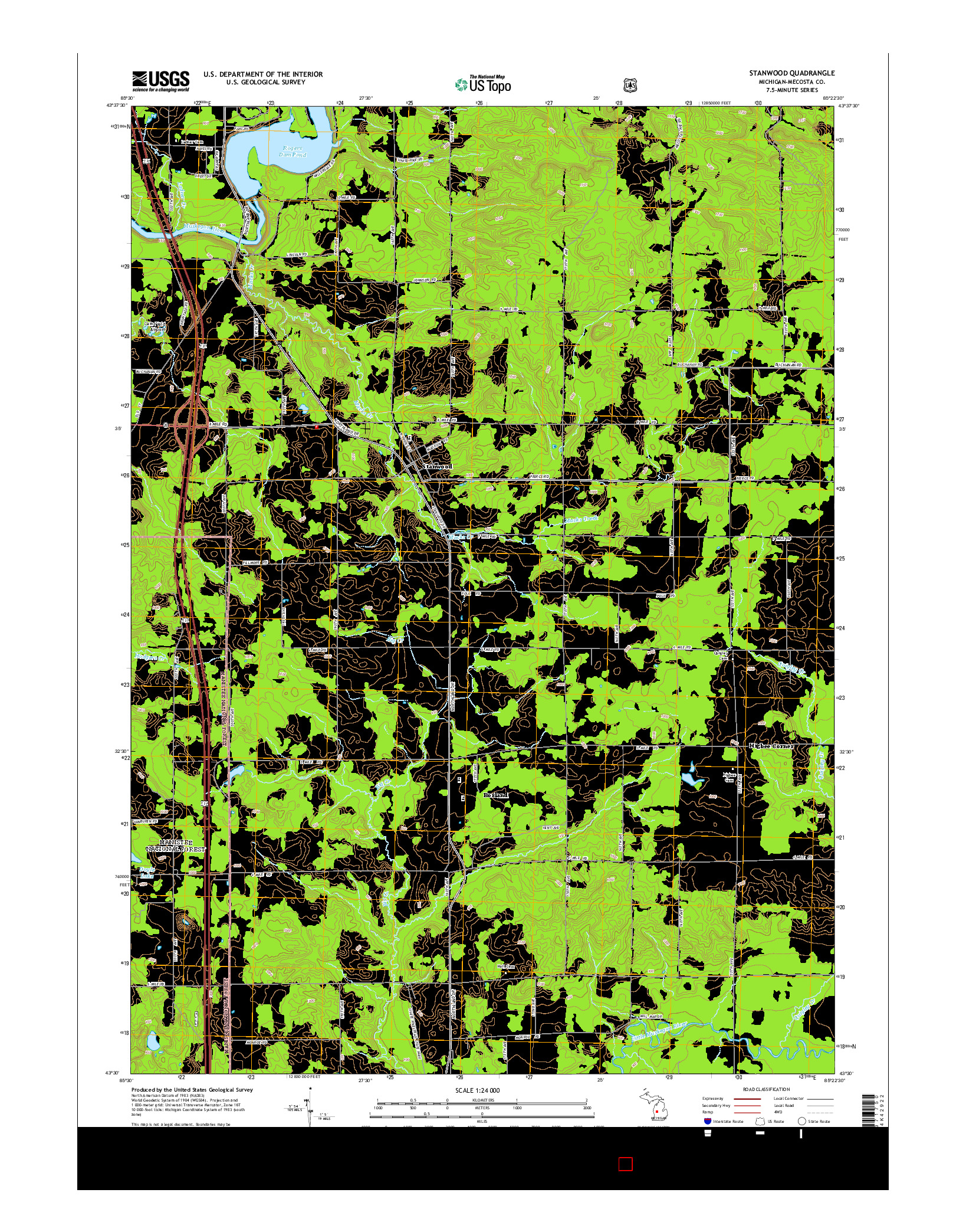 USGS US TOPO 7.5-MINUTE MAP FOR STANWOOD, MI 2014