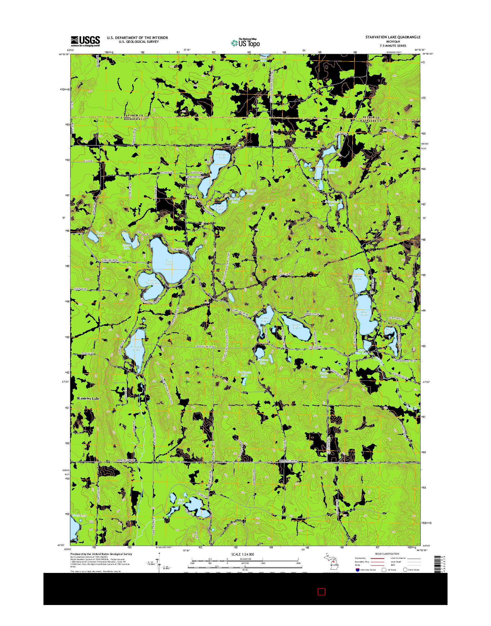 USGS US TOPO 7.5-MINUTE MAP FOR STARVATION LAKE, MI 2014