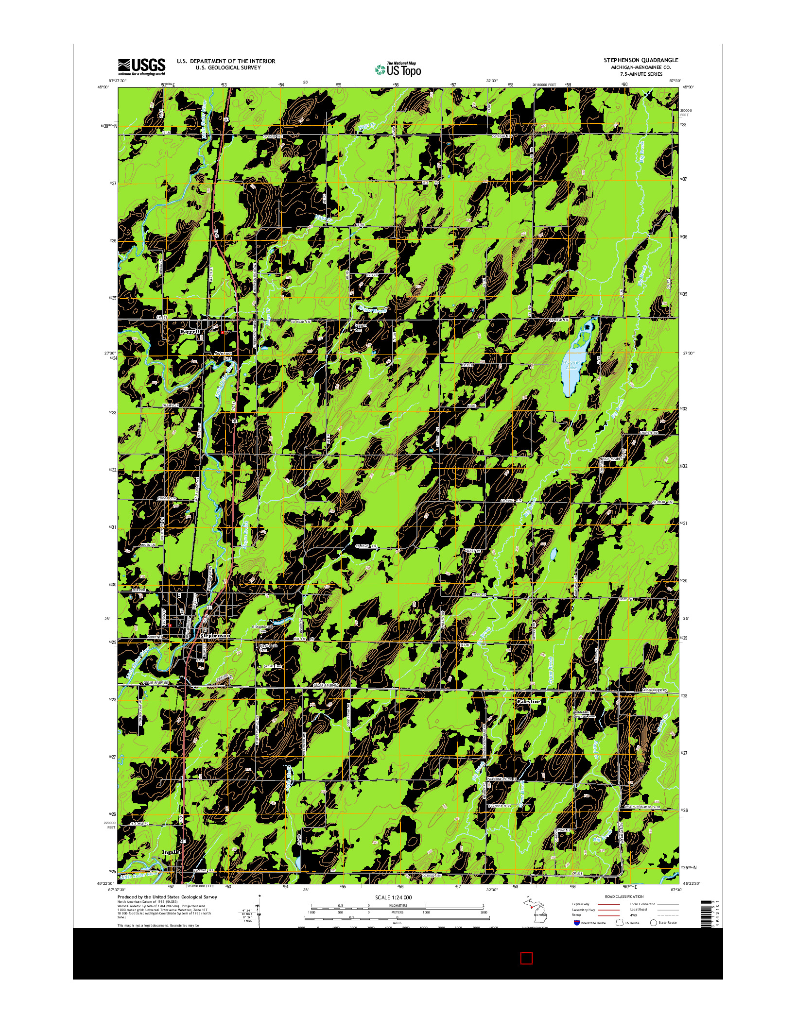 USGS US TOPO 7.5-MINUTE MAP FOR STEPHENSON, MI 2014