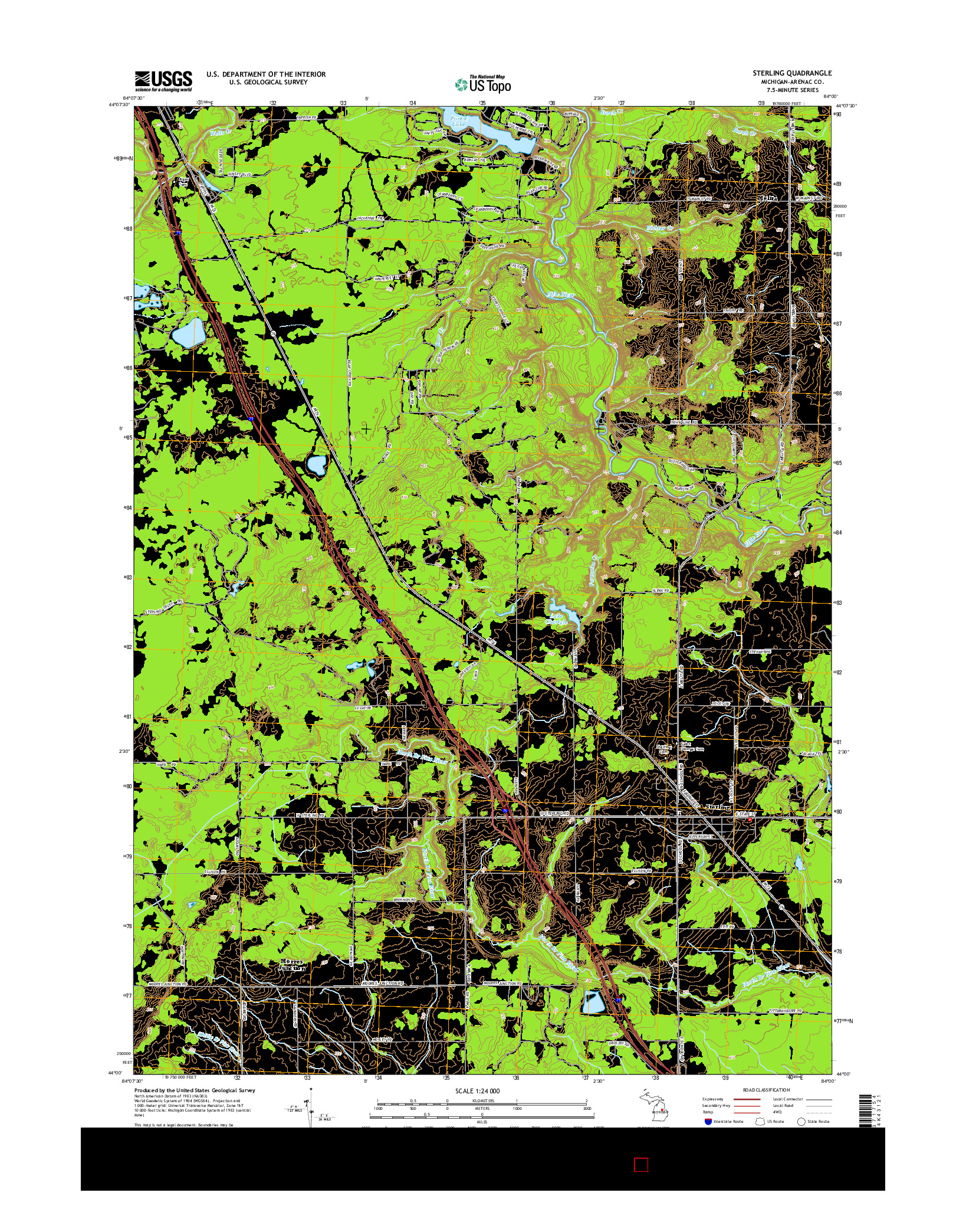 USGS US TOPO 7.5-MINUTE MAP FOR STERLING, MI 2014