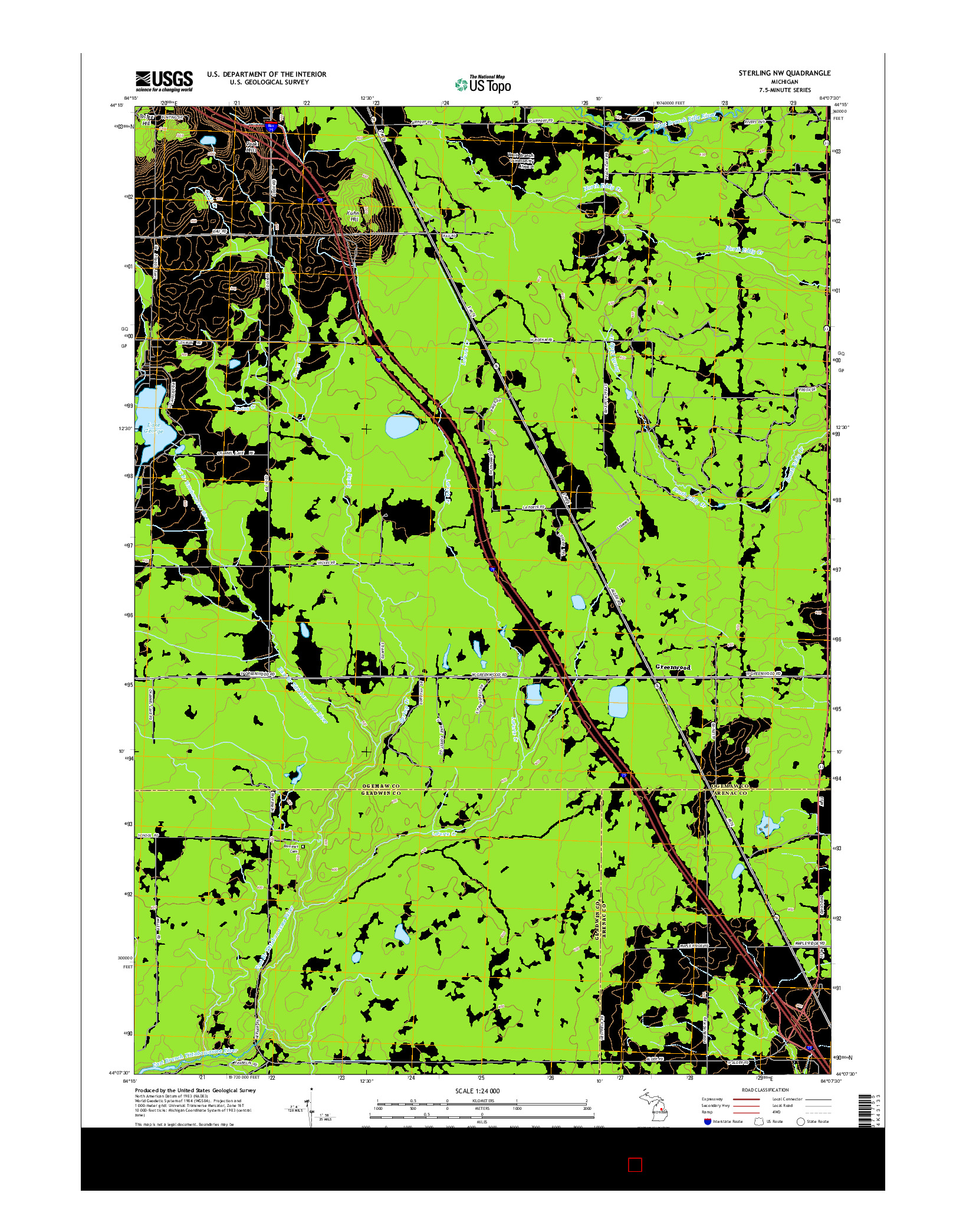 USGS US TOPO 7.5-MINUTE MAP FOR STERLING NW, MI 2014