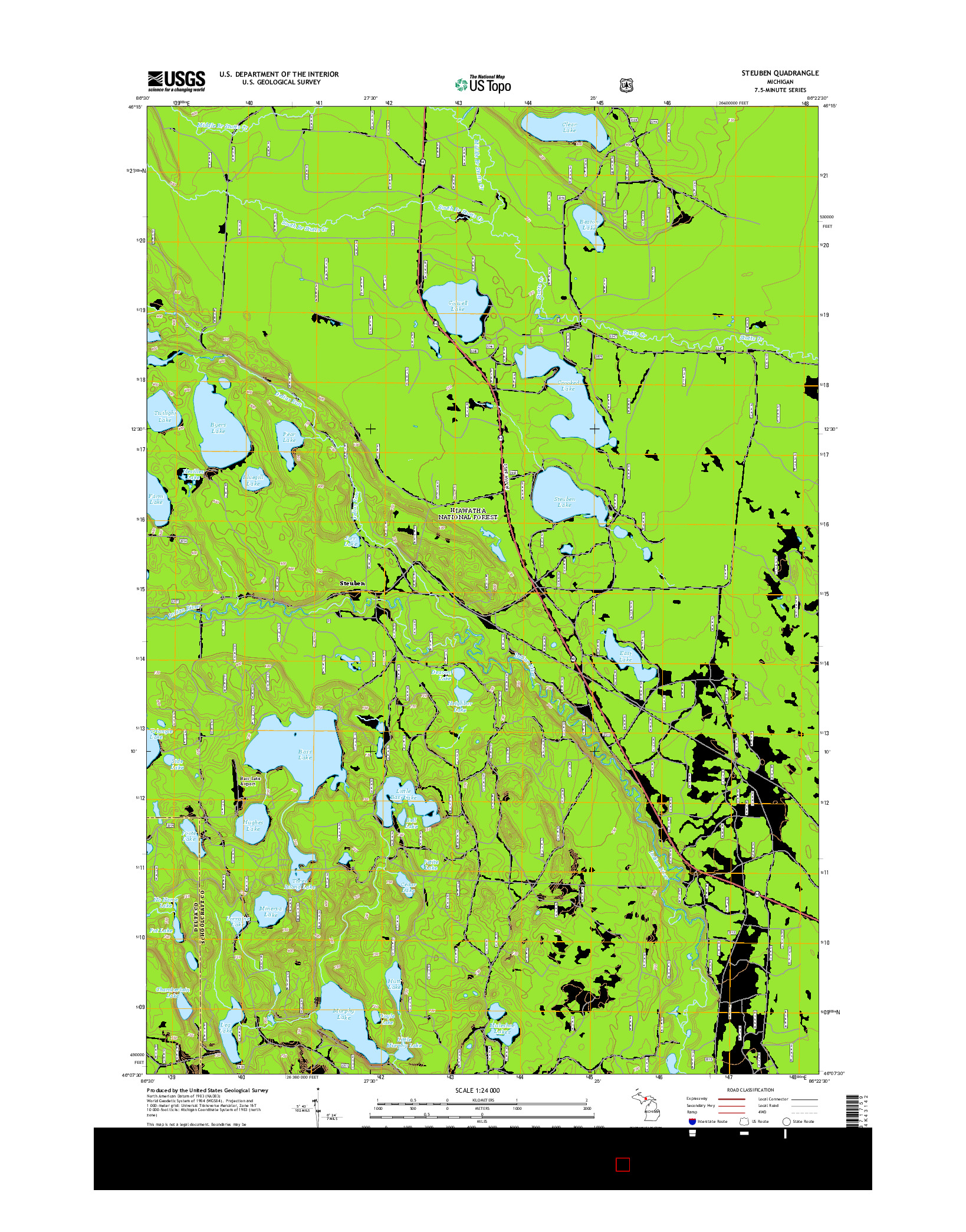 USGS US TOPO 7.5-MINUTE MAP FOR STEUBEN, MI 2014