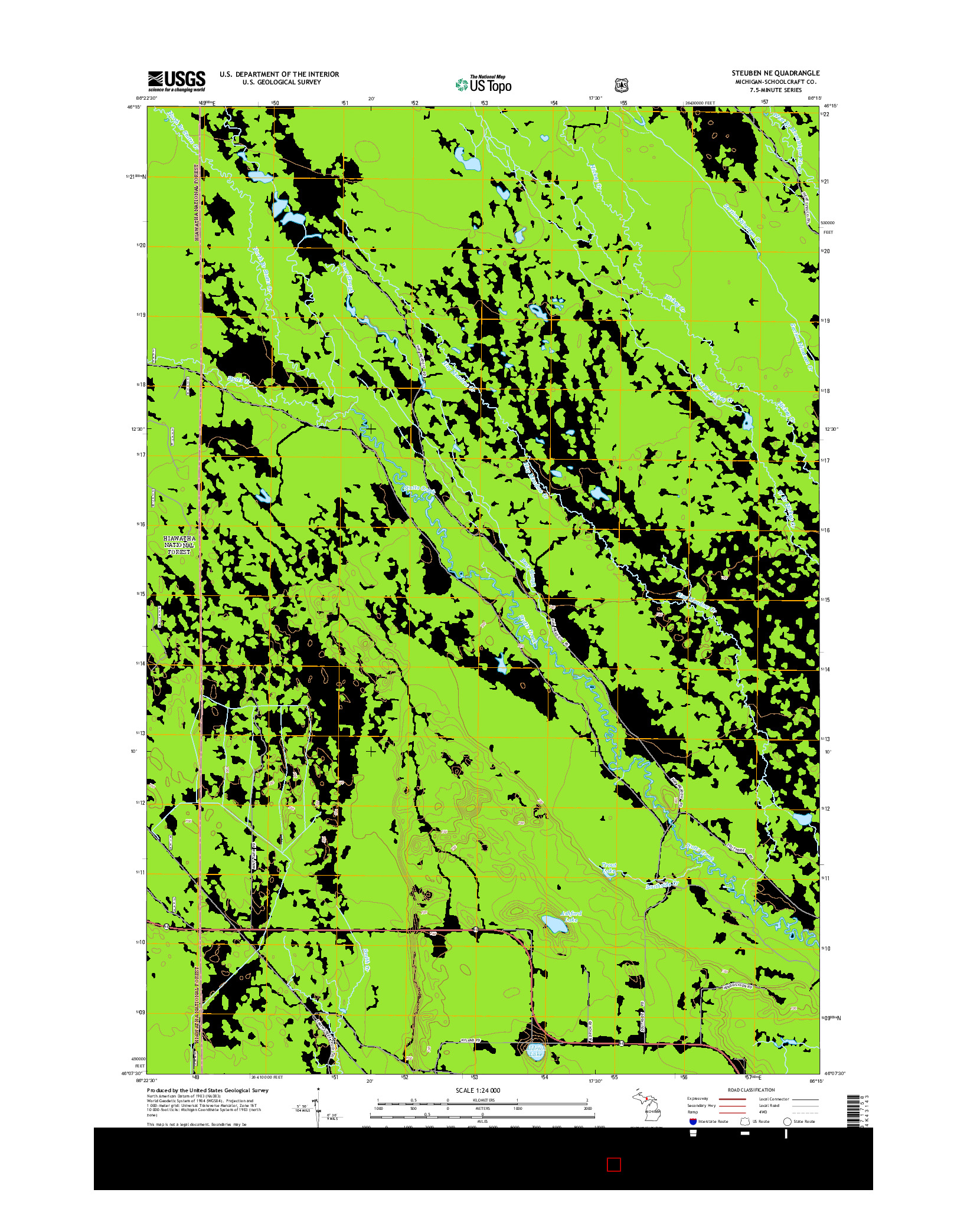 USGS US TOPO 7.5-MINUTE MAP FOR STEUBEN NE, MI 2014