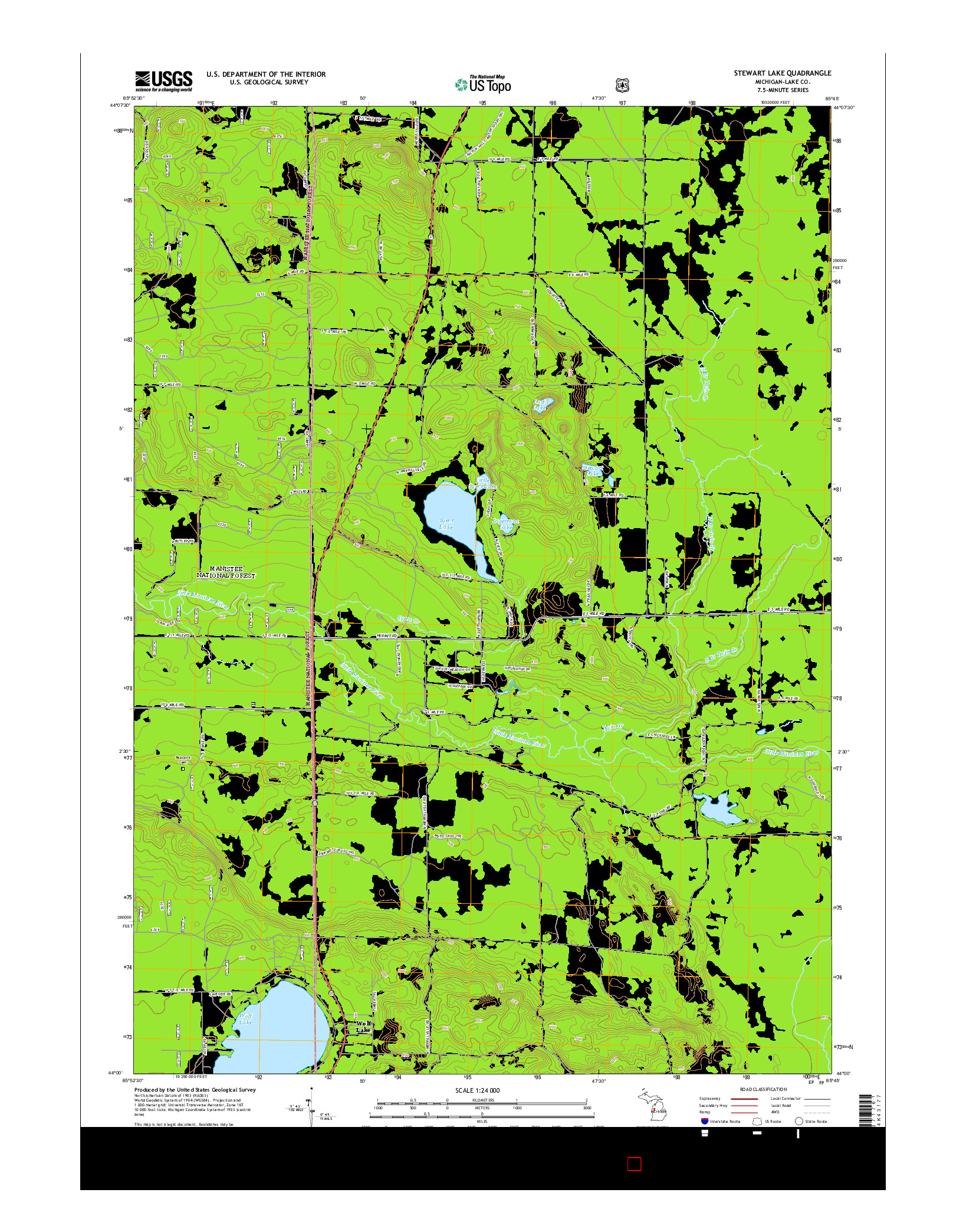 USGS US TOPO 7.5-MINUTE MAP FOR STEWART LAKE, MI 2014