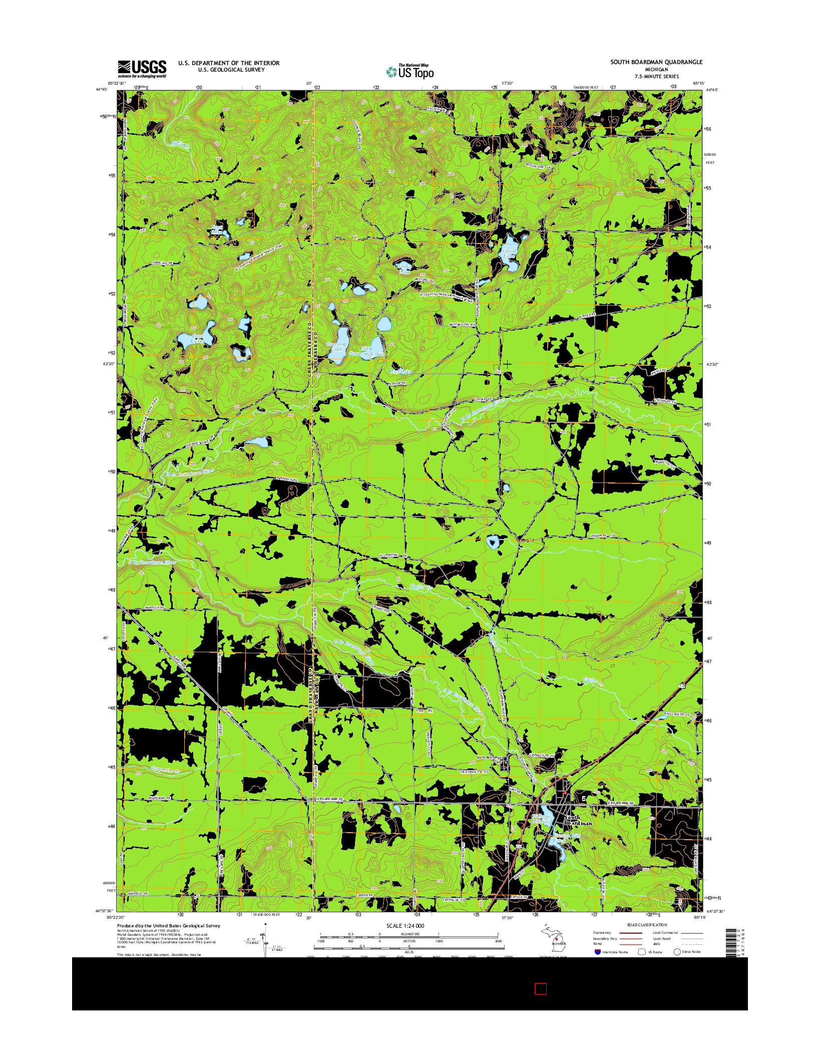 USGS US TOPO 7.5-MINUTE MAP FOR SOUTH BOARDMAN, MI 2014