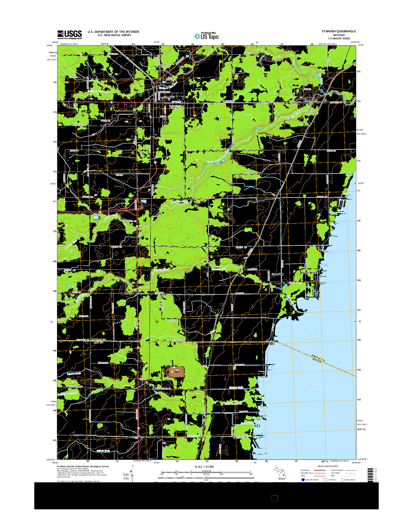 USGS US TOPO 7.5-MINUTE MAP FOR STANDISH, MI 2014