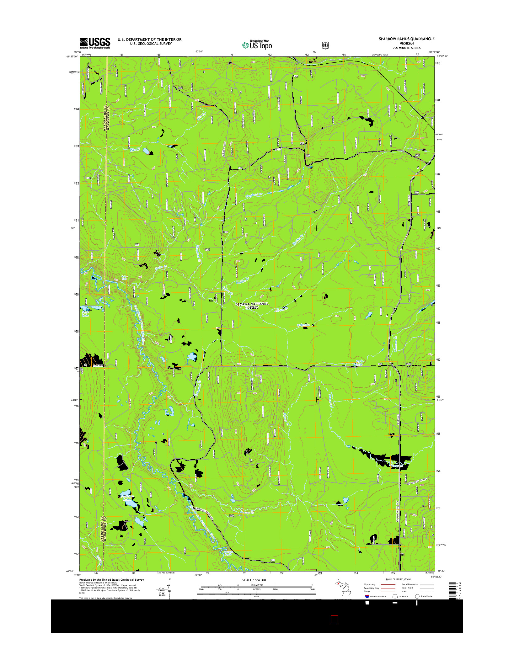 USGS US TOPO 7.5-MINUTE MAP FOR SPARROW RAPIDS, MI 2014