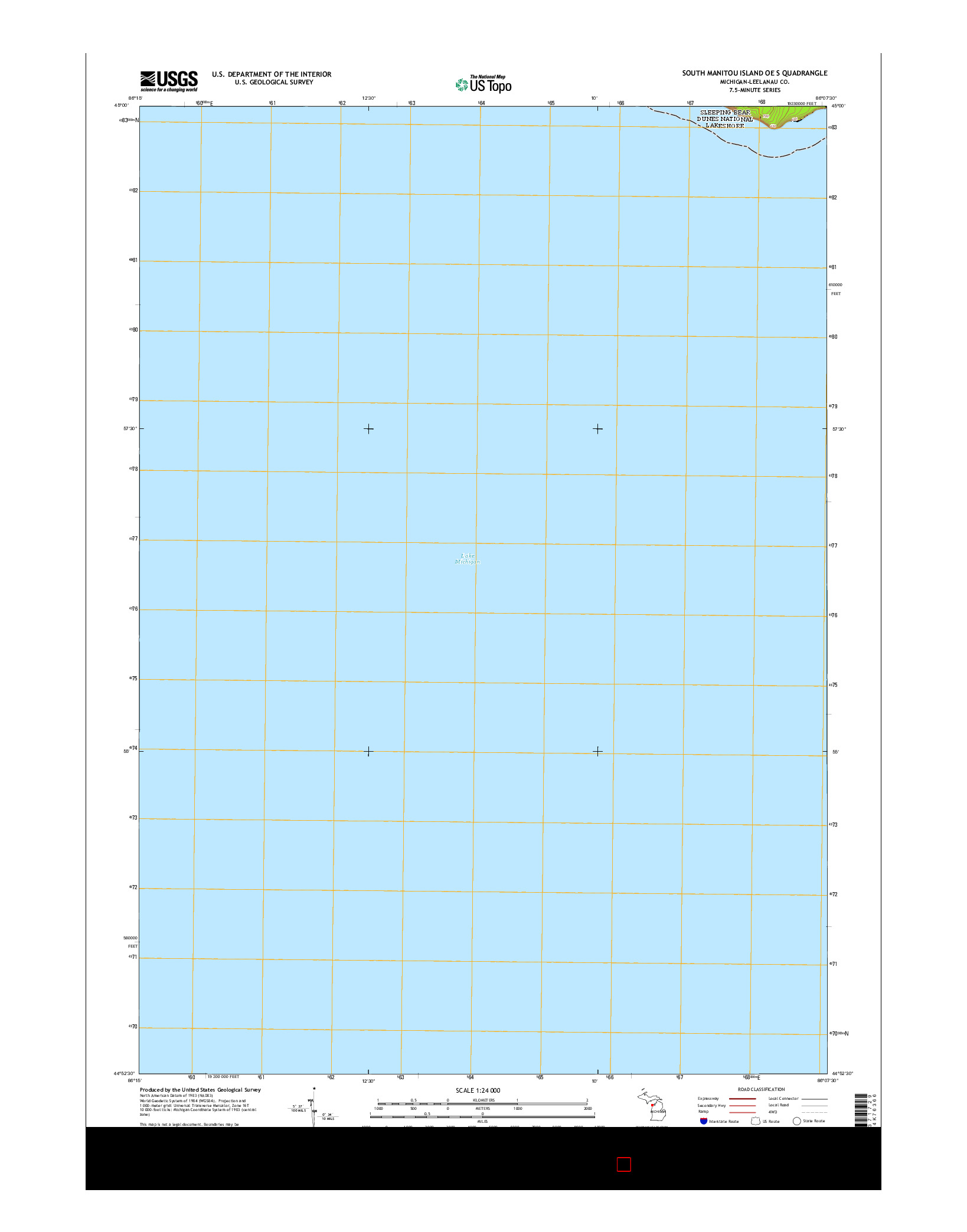 USGS US TOPO 7.5-MINUTE MAP FOR SOUTH MANITOU ISLAND OE S, MI 2014