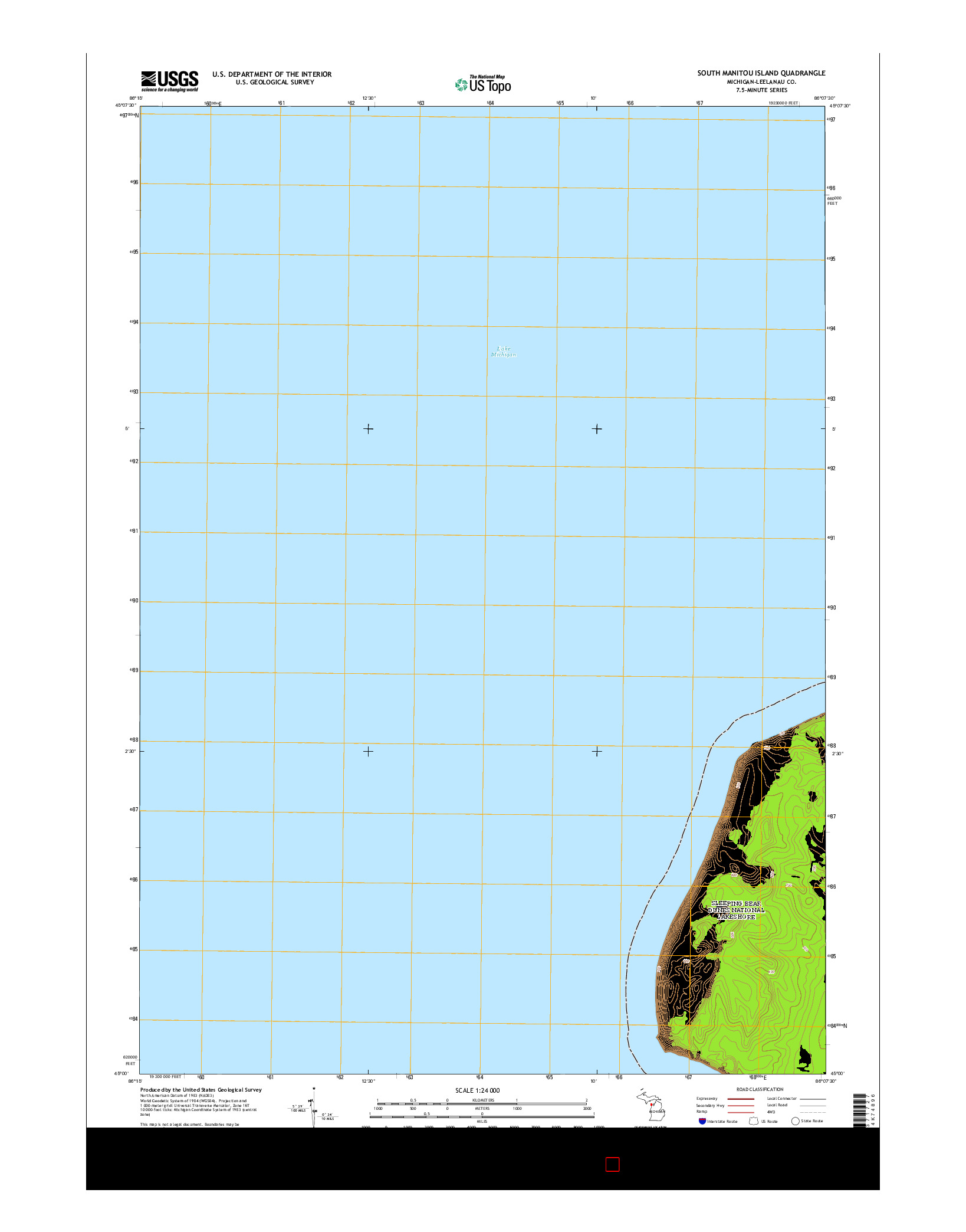USGS US TOPO 7.5-MINUTE MAP FOR SOUTH MANITOU ISLAND, MI 2014