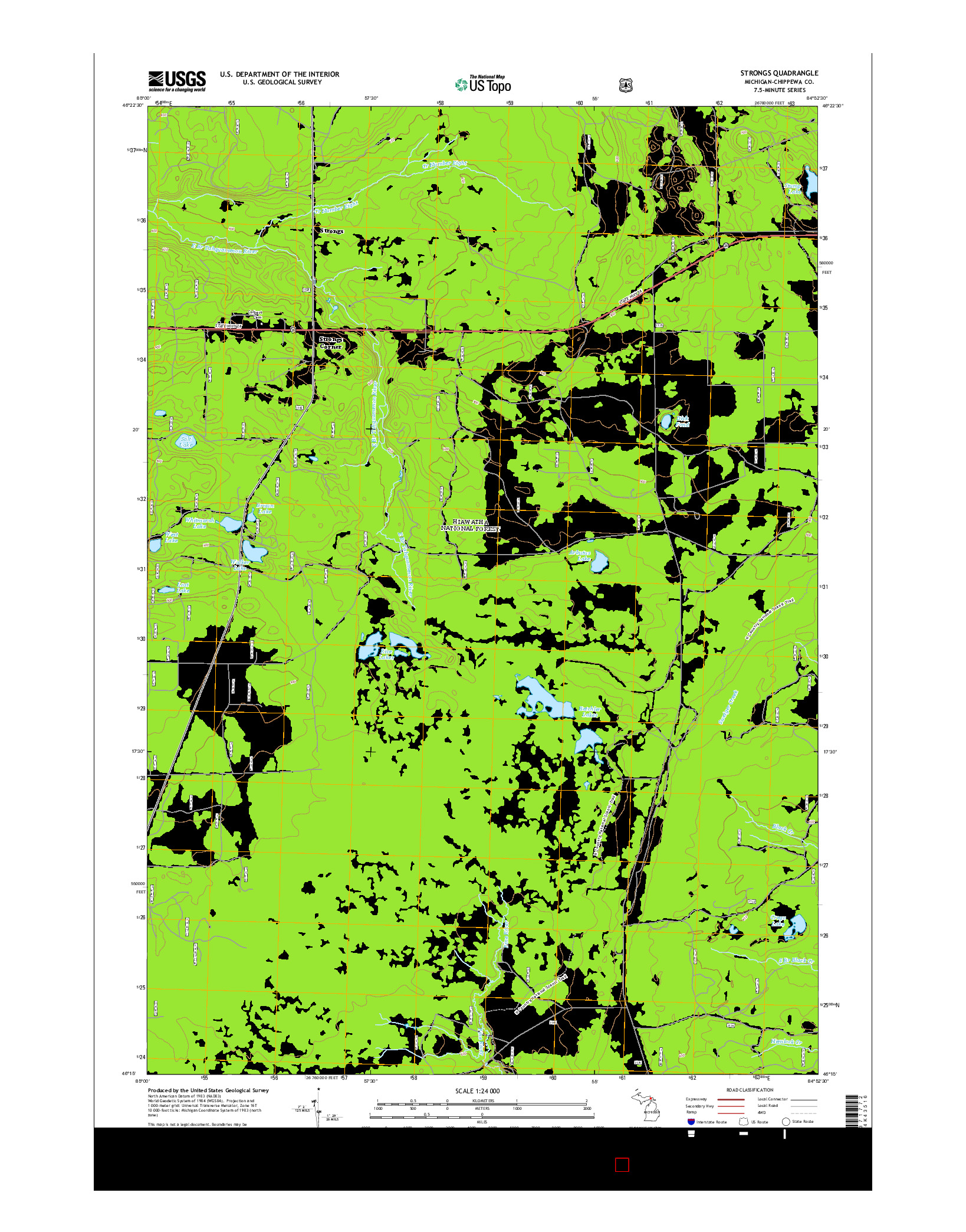 USGS US TOPO 7.5-MINUTE MAP FOR STRONGS, MI 2014