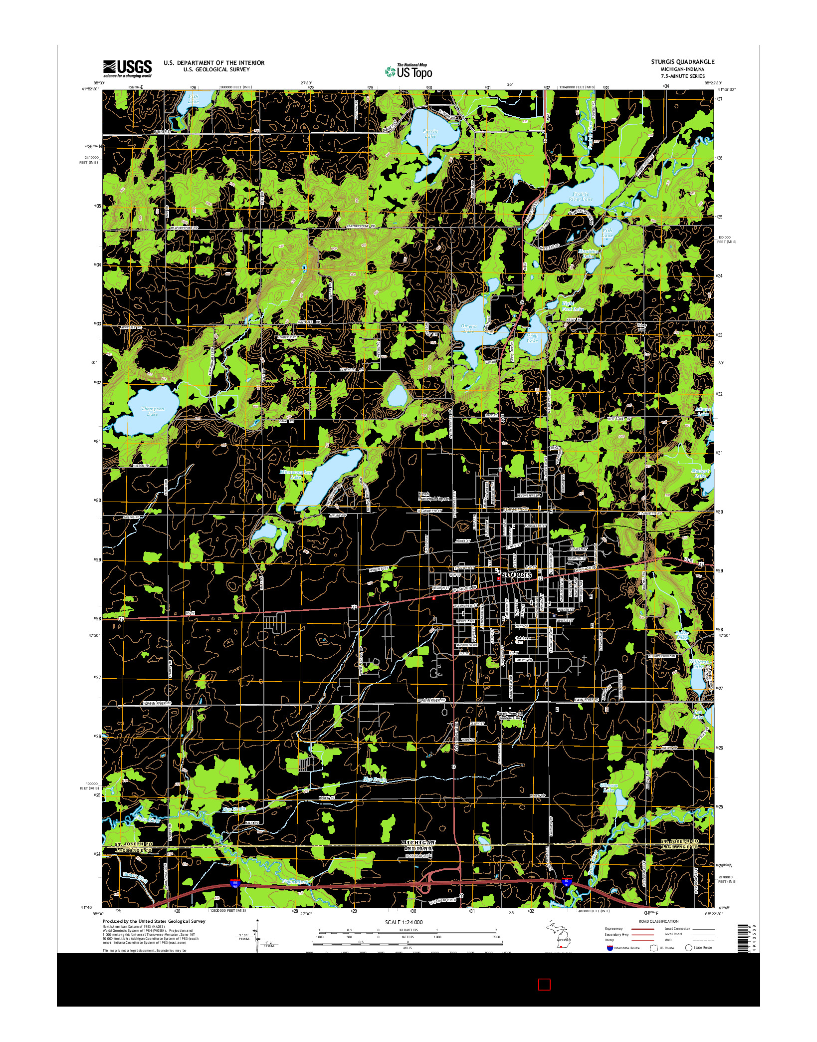 USGS US TOPO 7.5-MINUTE MAP FOR STURGIS, MI-IN 2014