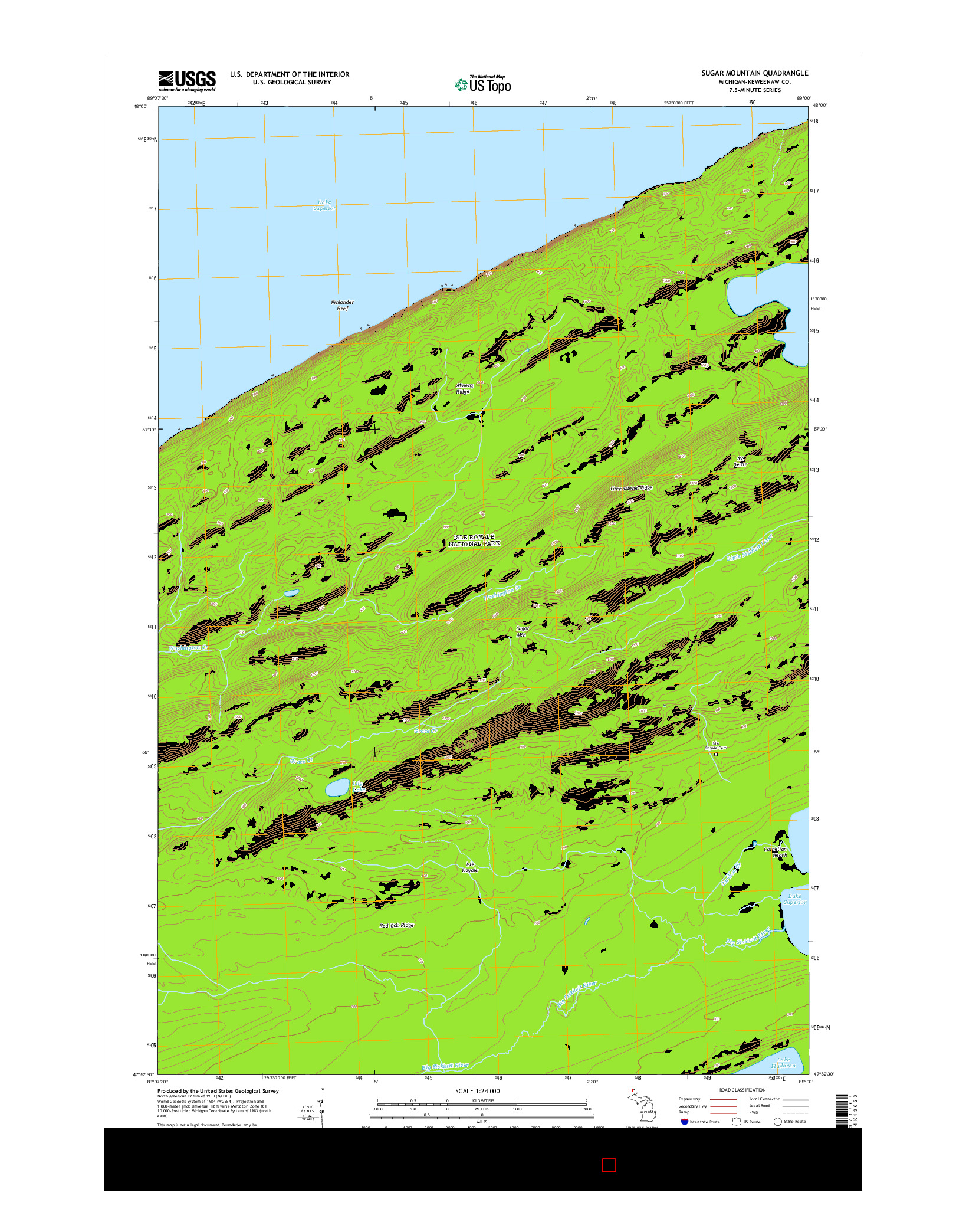 USGS US TOPO 7.5-MINUTE MAP FOR SUGAR MOUNTAIN, MI 2014