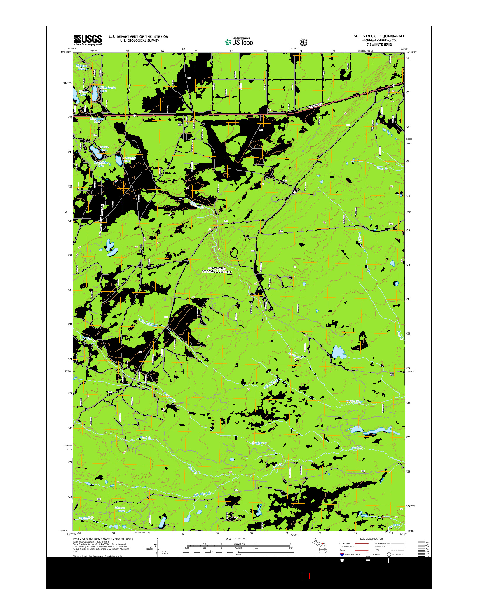 USGS US TOPO 7.5-MINUTE MAP FOR SULLIVAN CREEK, MI 2014