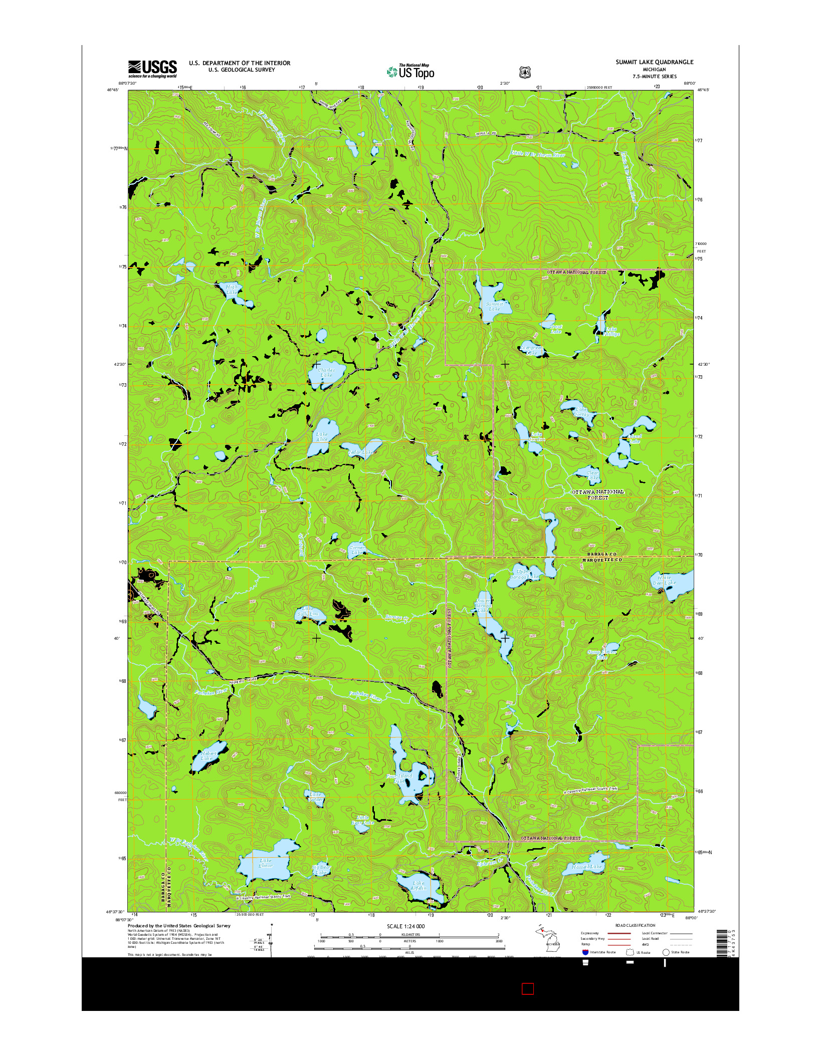 USGS US TOPO 7.5-MINUTE MAP FOR SUMMIT LAKE, MI 2014