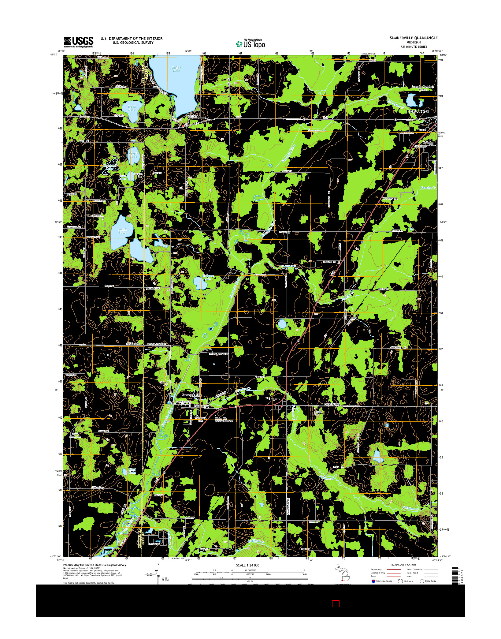 USGS US TOPO 7.5-MINUTE MAP FOR SUMNERVILLE, MI 2014