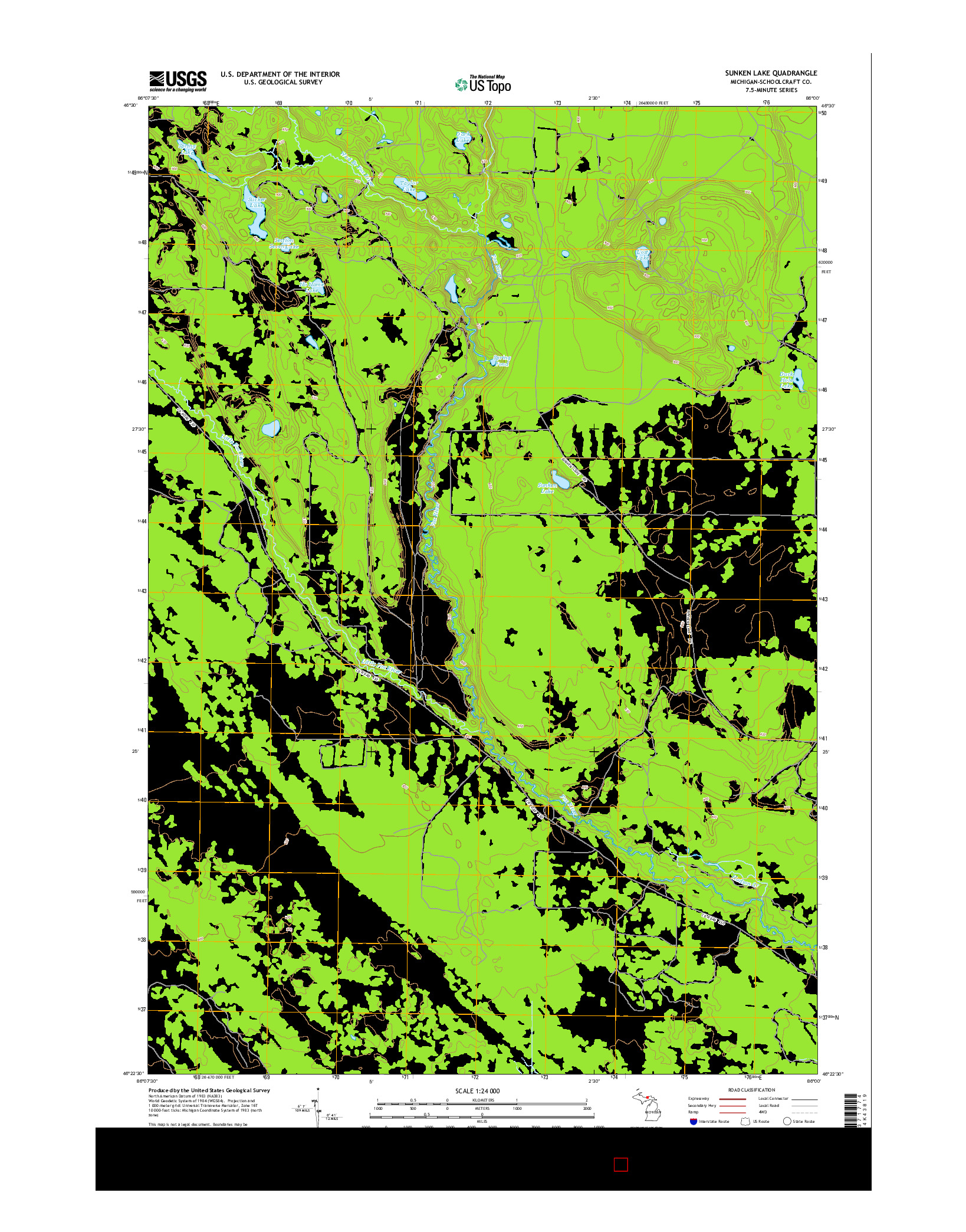 USGS US TOPO 7.5-MINUTE MAP FOR SUNKEN LAKE, MI 2014