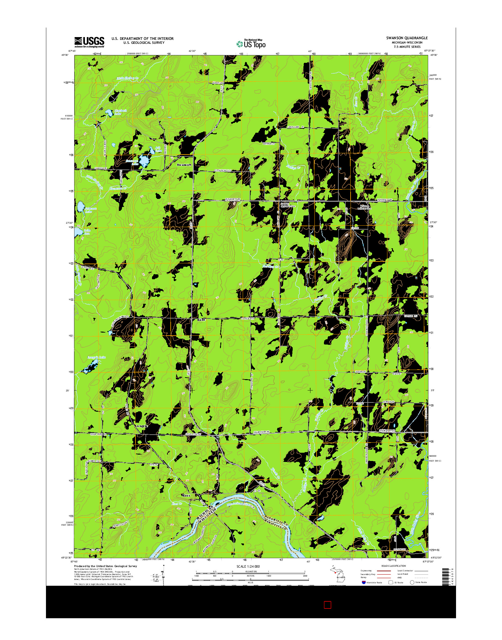 USGS US TOPO 7.5-MINUTE MAP FOR SWANSON, MI-WI 2014