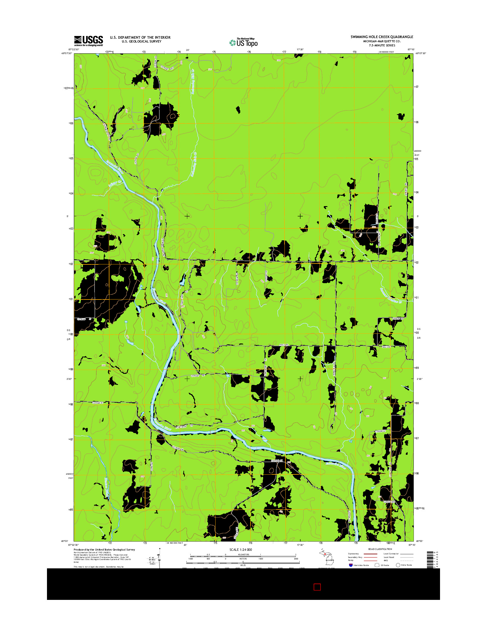 USGS US TOPO 7.5-MINUTE MAP FOR SWIMMING HOLE CREEK, MI 2014