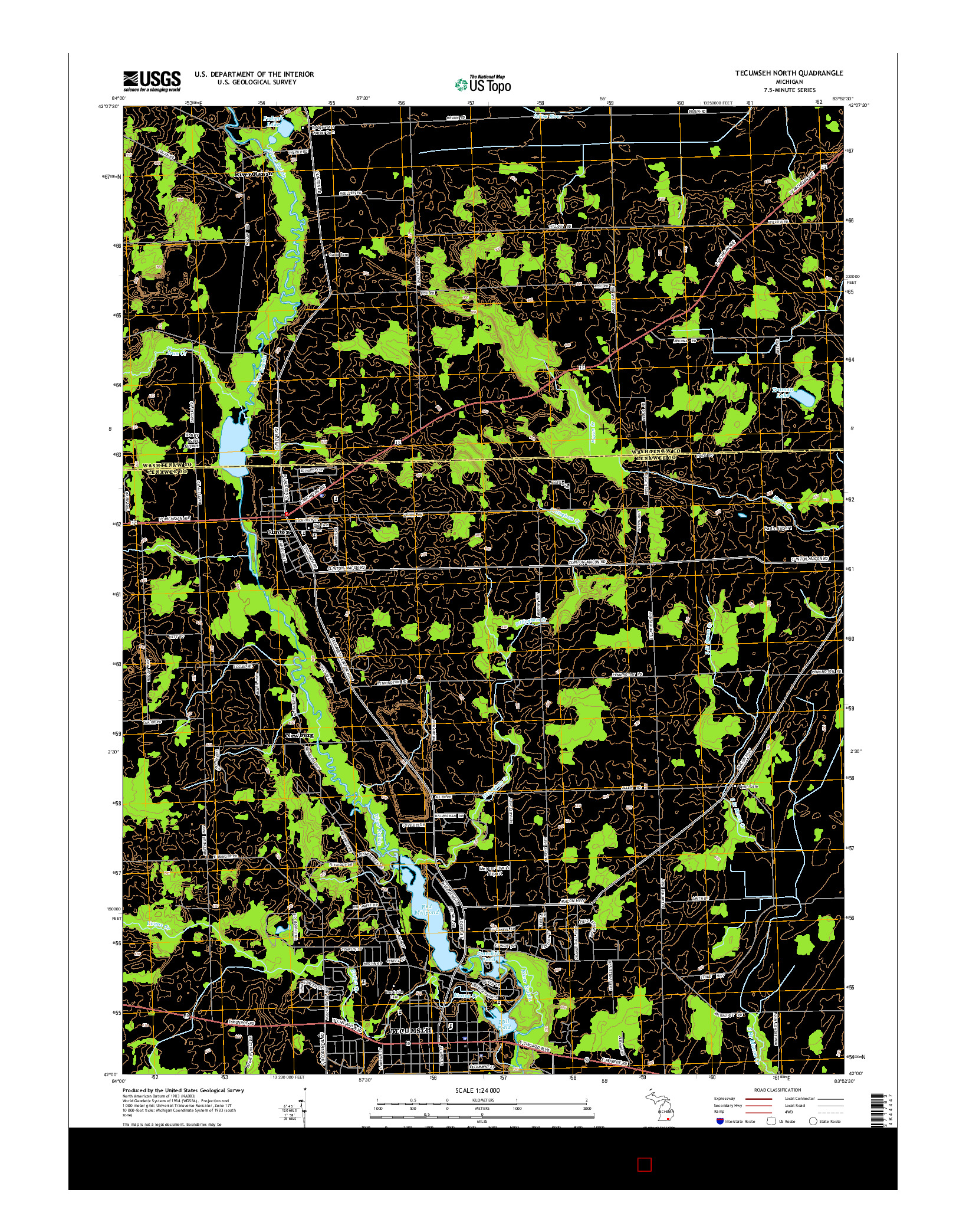USGS US TOPO 7.5-MINUTE MAP FOR TECUMSEH NORTH, MI 2014