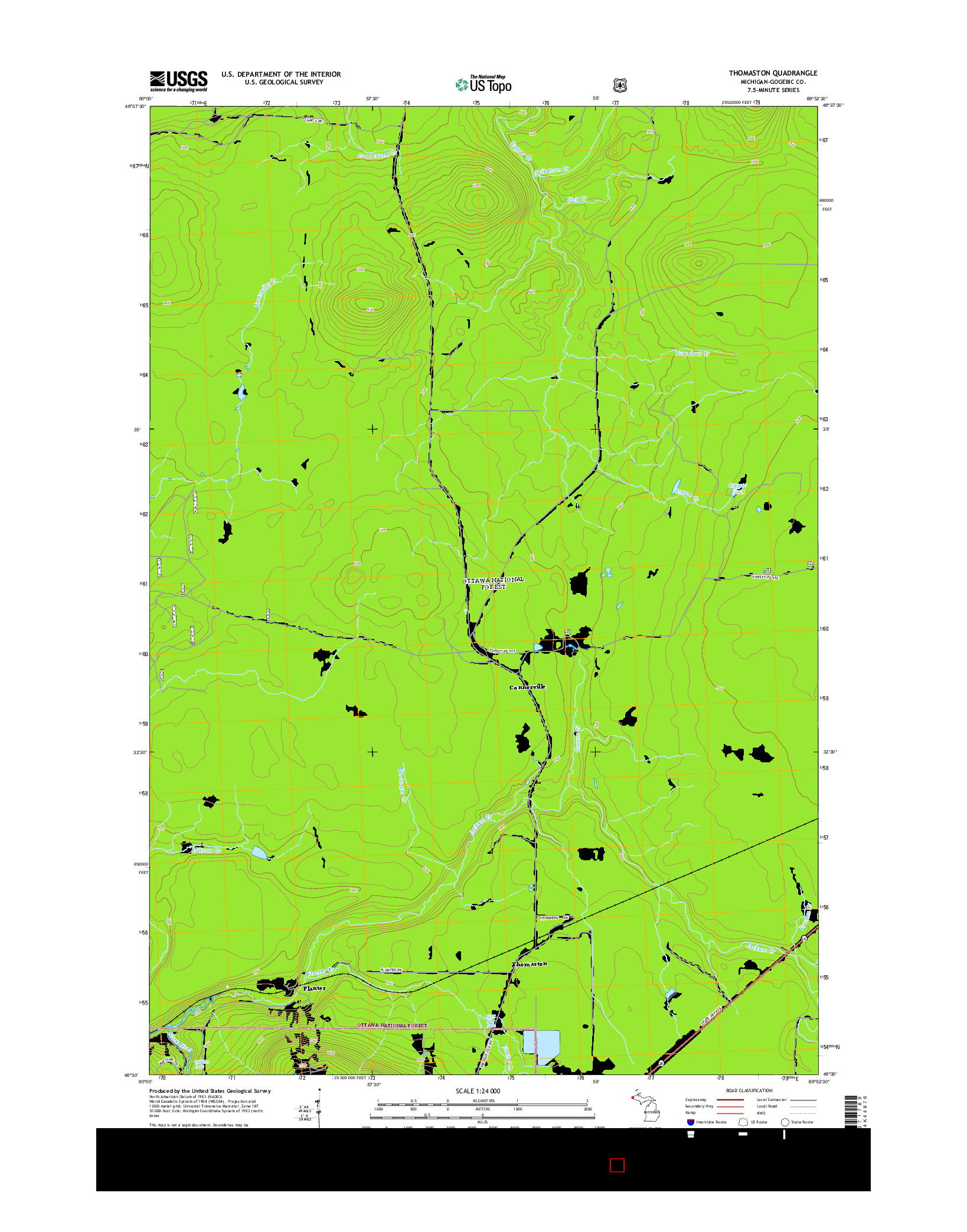 USGS US TOPO 7.5-MINUTE MAP FOR THOMASTON, MI 2014