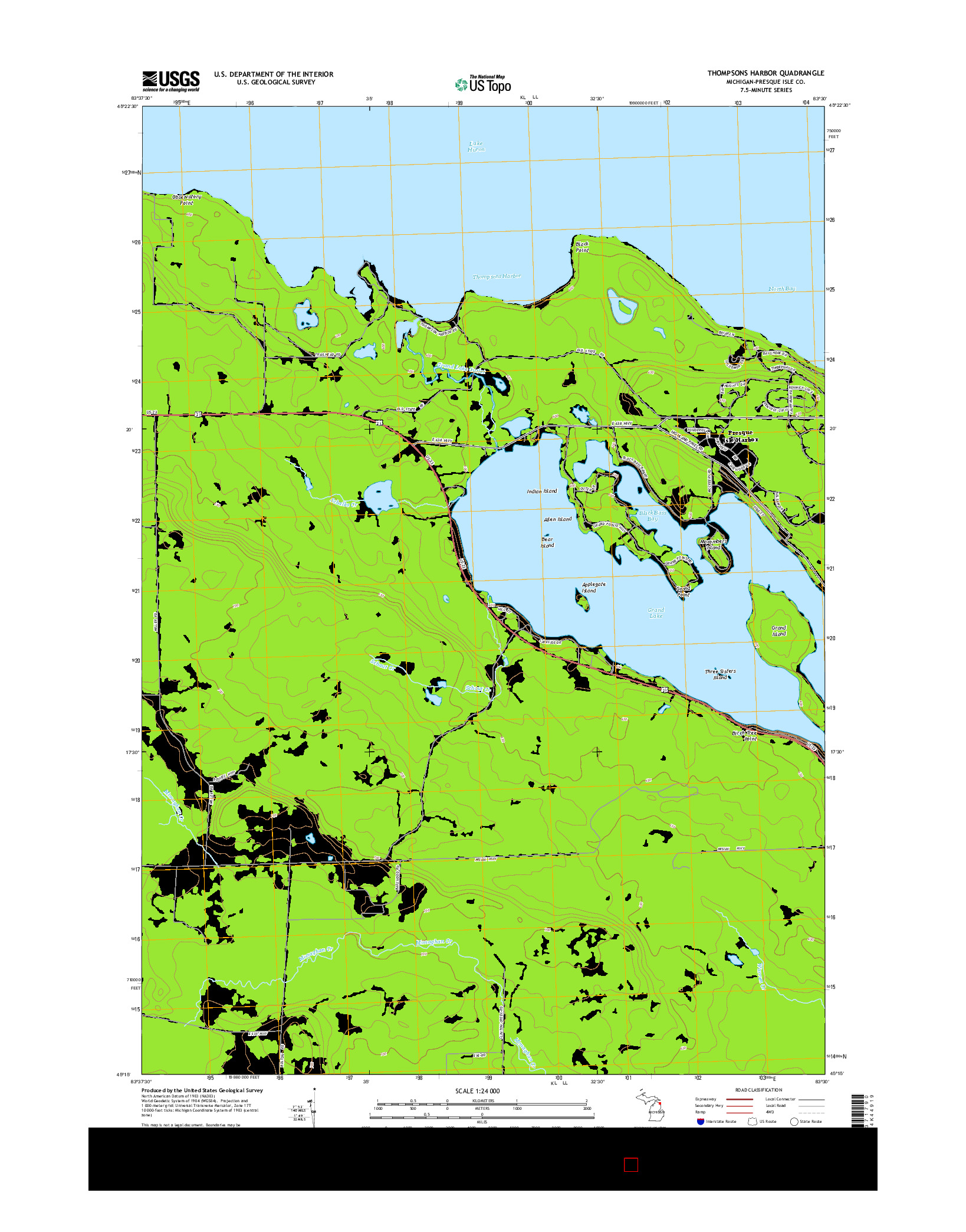 USGS US TOPO 7.5-MINUTE MAP FOR THOMPSONS HARBOR, MI 2014