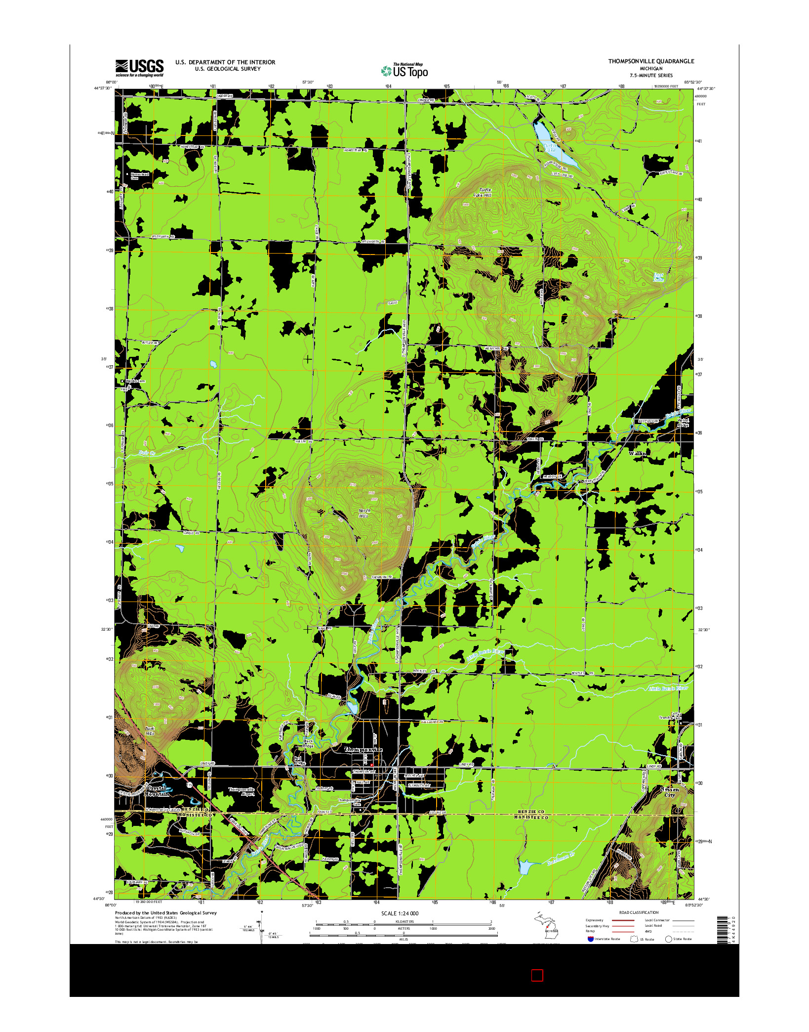 USGS US TOPO 7.5-MINUTE MAP FOR THOMPSONVILLE, MI 2014