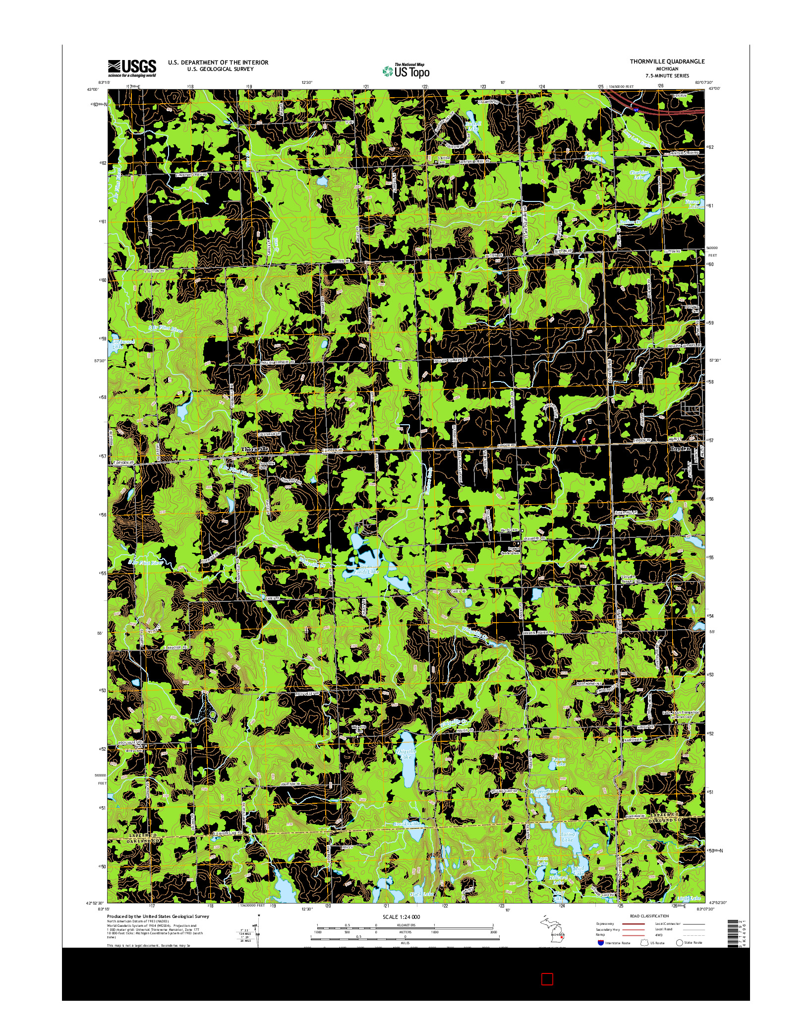 USGS US TOPO 7.5-MINUTE MAP FOR THORNVILLE, MI 2014