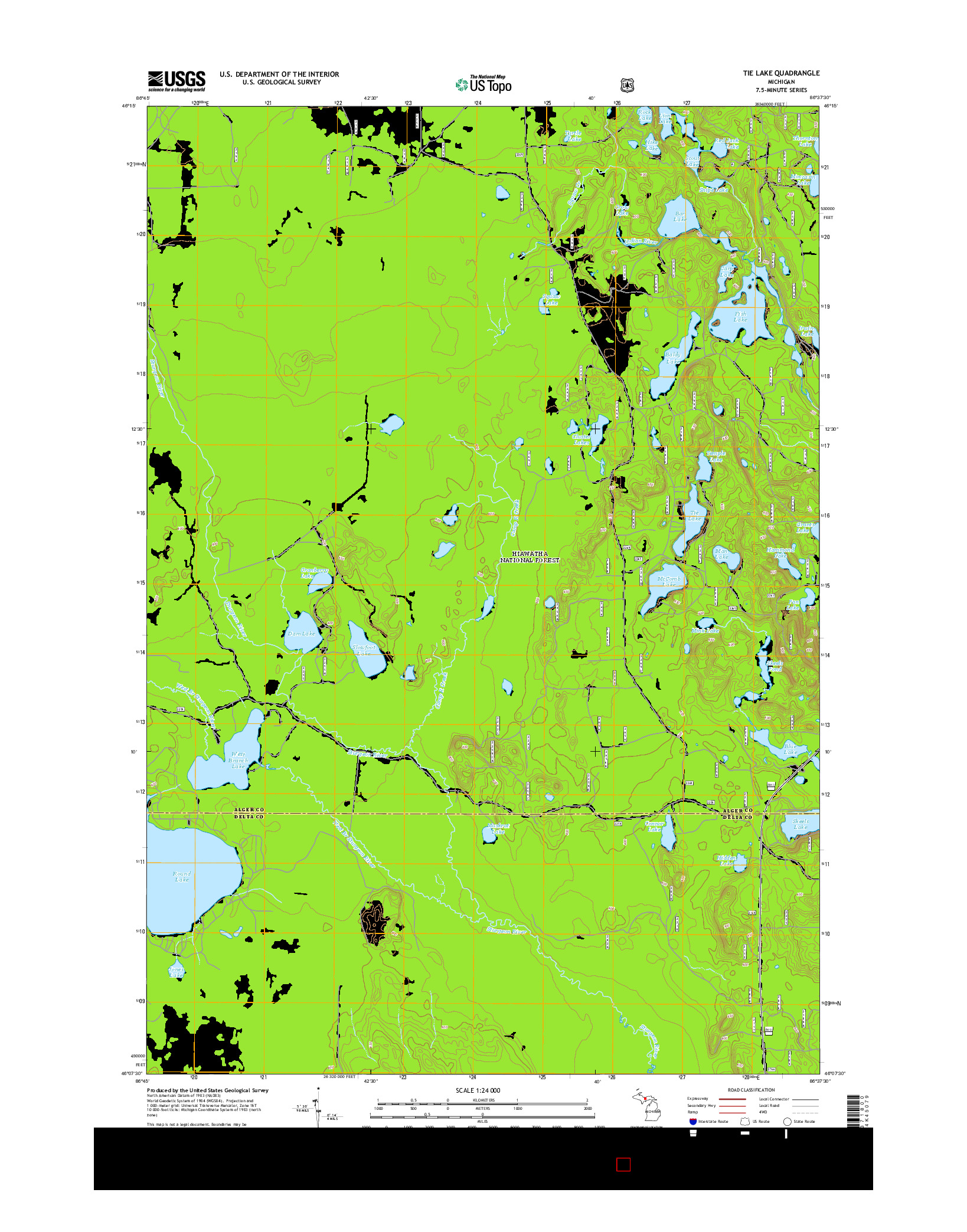 USGS US TOPO 7.5-MINUTE MAP FOR TIE LAKE, MI 2014