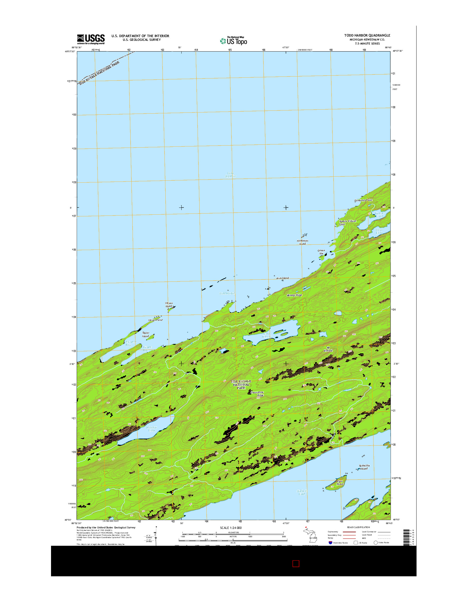 USGS US TOPO 7.5-MINUTE MAP FOR TODD HARBOR, MI 2014