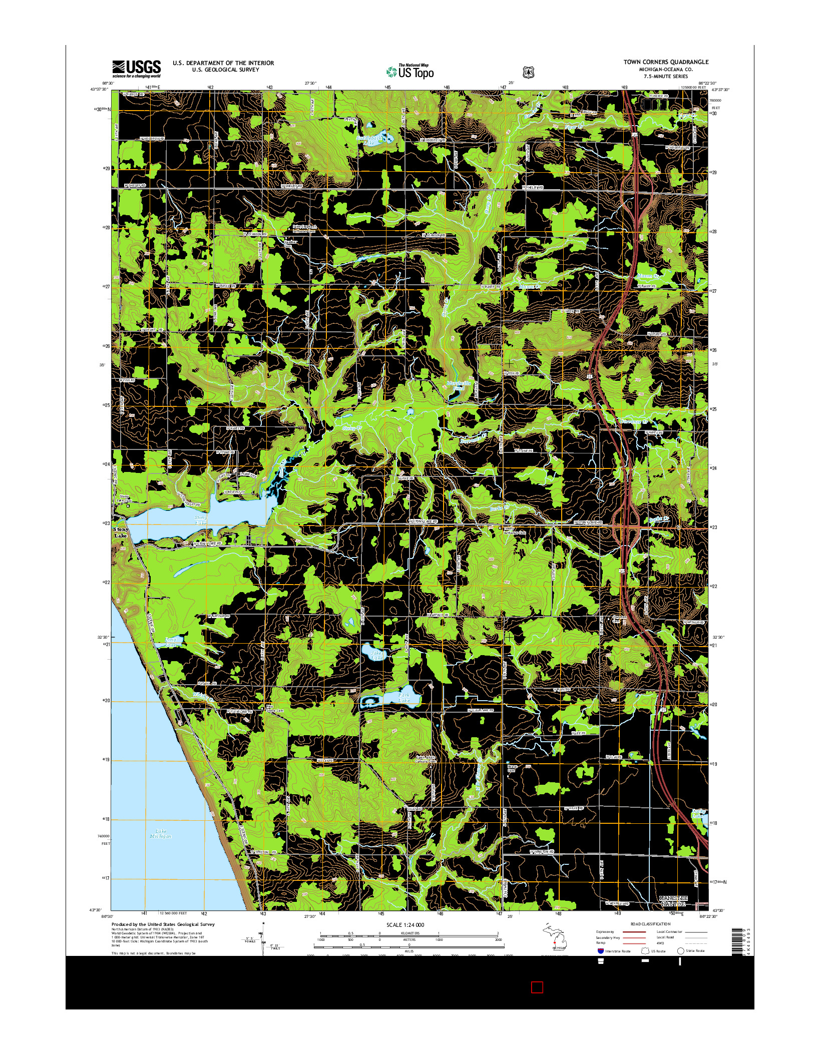 USGS US TOPO 7.5-MINUTE MAP FOR TOWN CORNERS, MI 2014