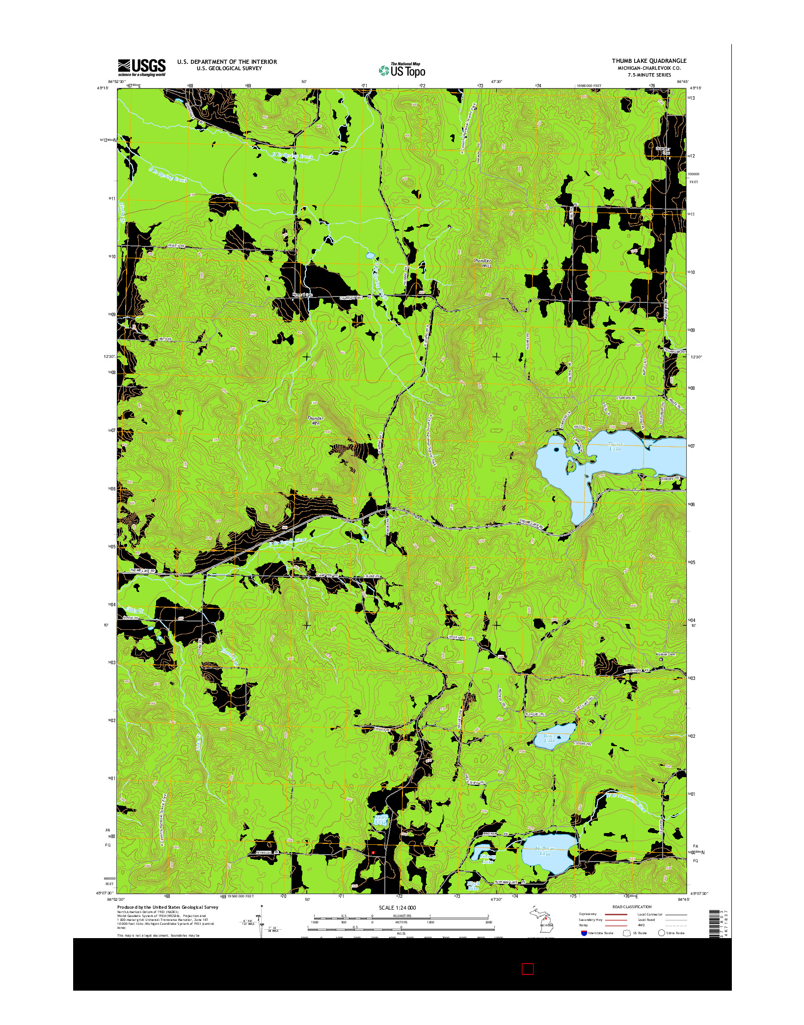 USGS US TOPO 7.5-MINUTE MAP FOR THUMB LAKE, MI 2014