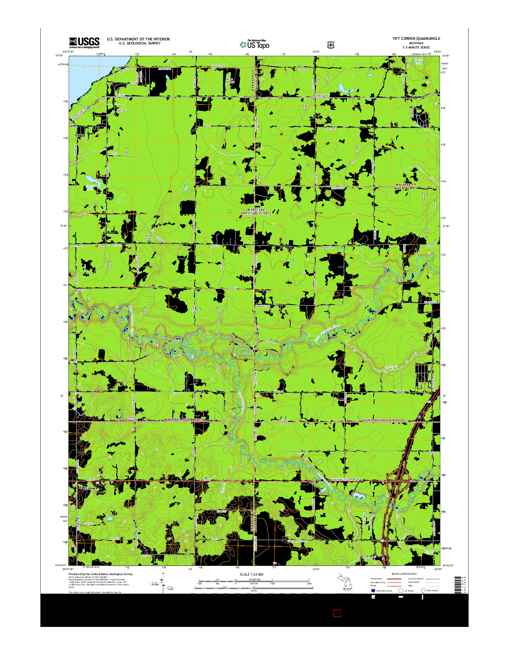 USGS US TOPO 7.5-MINUTE MAP FOR TIFT CORNER, MI 2014