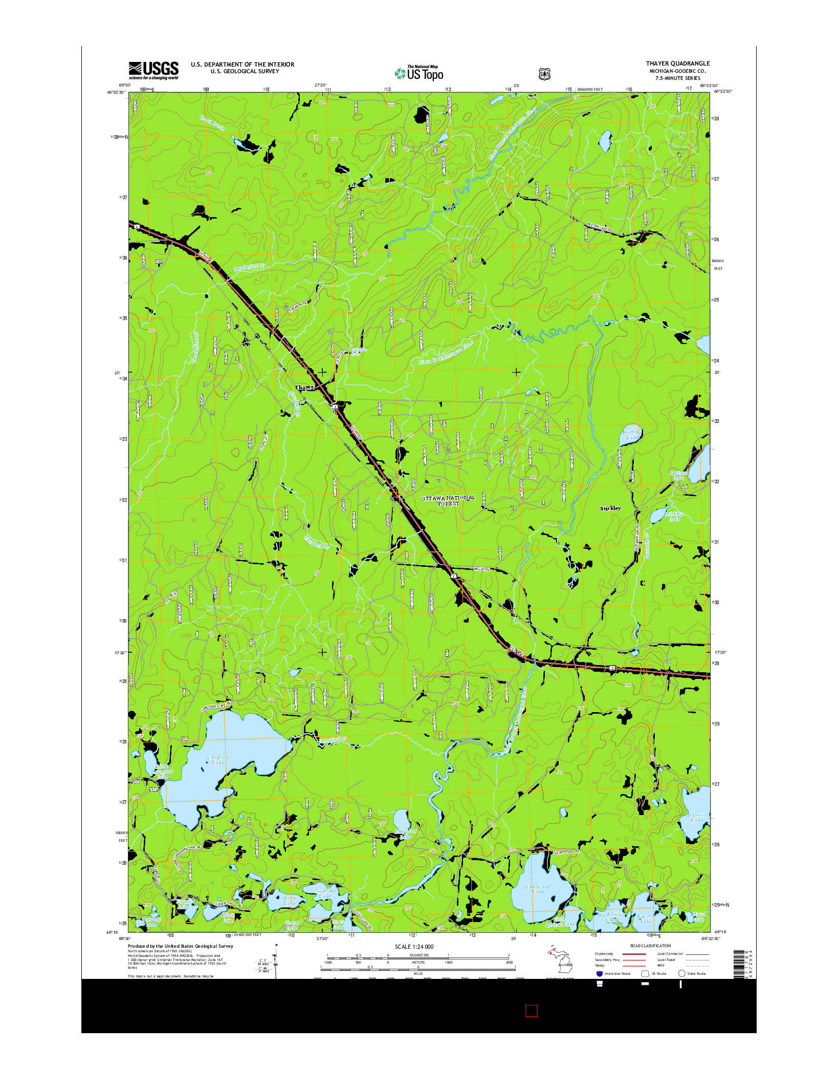 USGS US TOPO 7.5-MINUTE MAP FOR THAYER, MI 2014