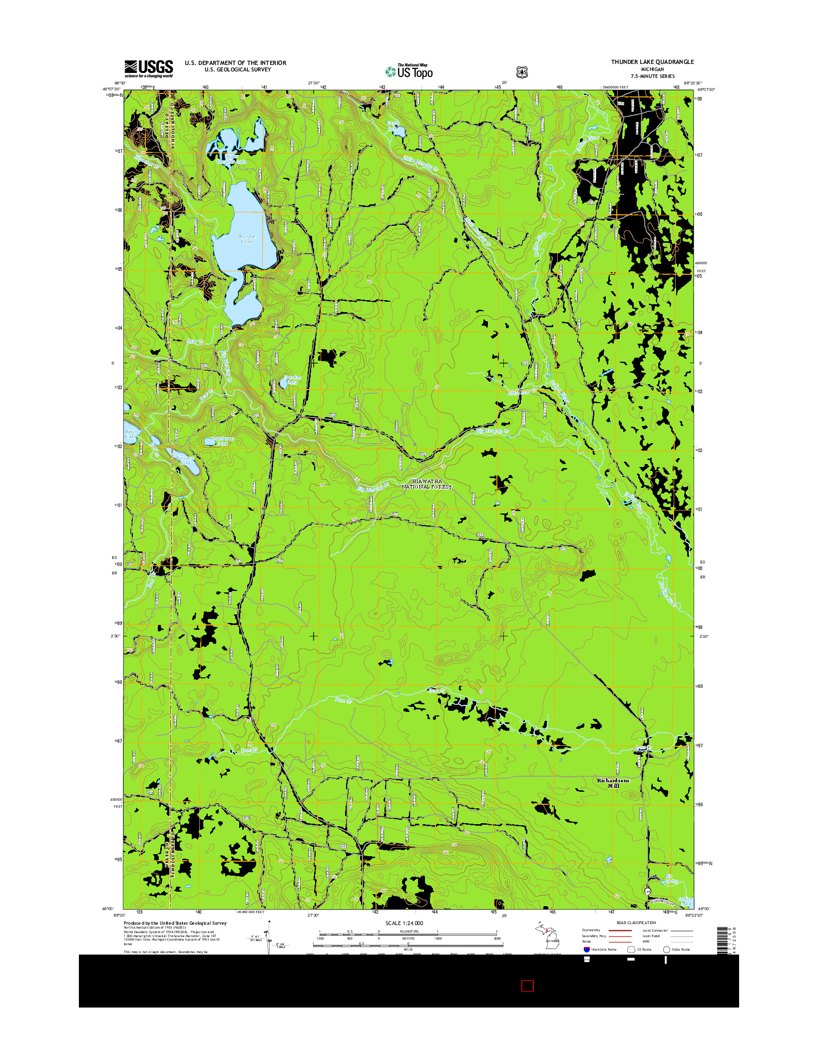 USGS US TOPO 7.5-MINUTE MAP FOR THUNDER LAKE, MI 2014