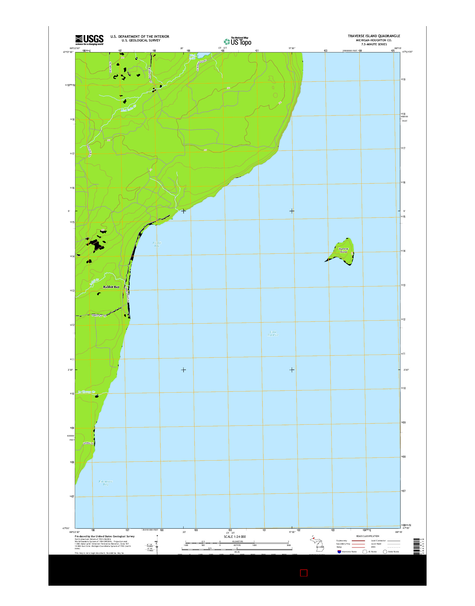 USGS US TOPO 7.5-MINUTE MAP FOR TRAVERSE ISLAND, MI 2014