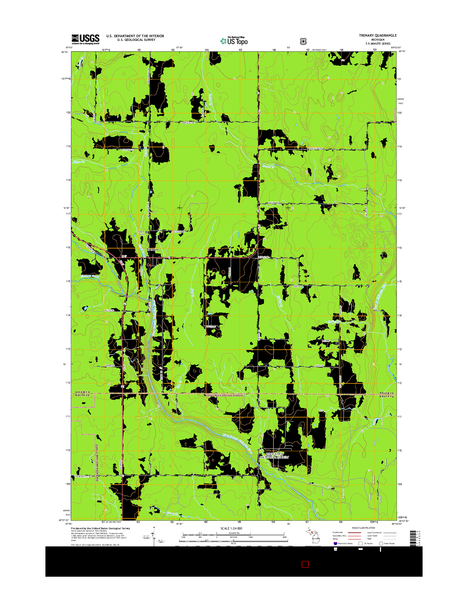 USGS US TOPO 7.5-MINUTE MAP FOR TRENARY, MI 2014
