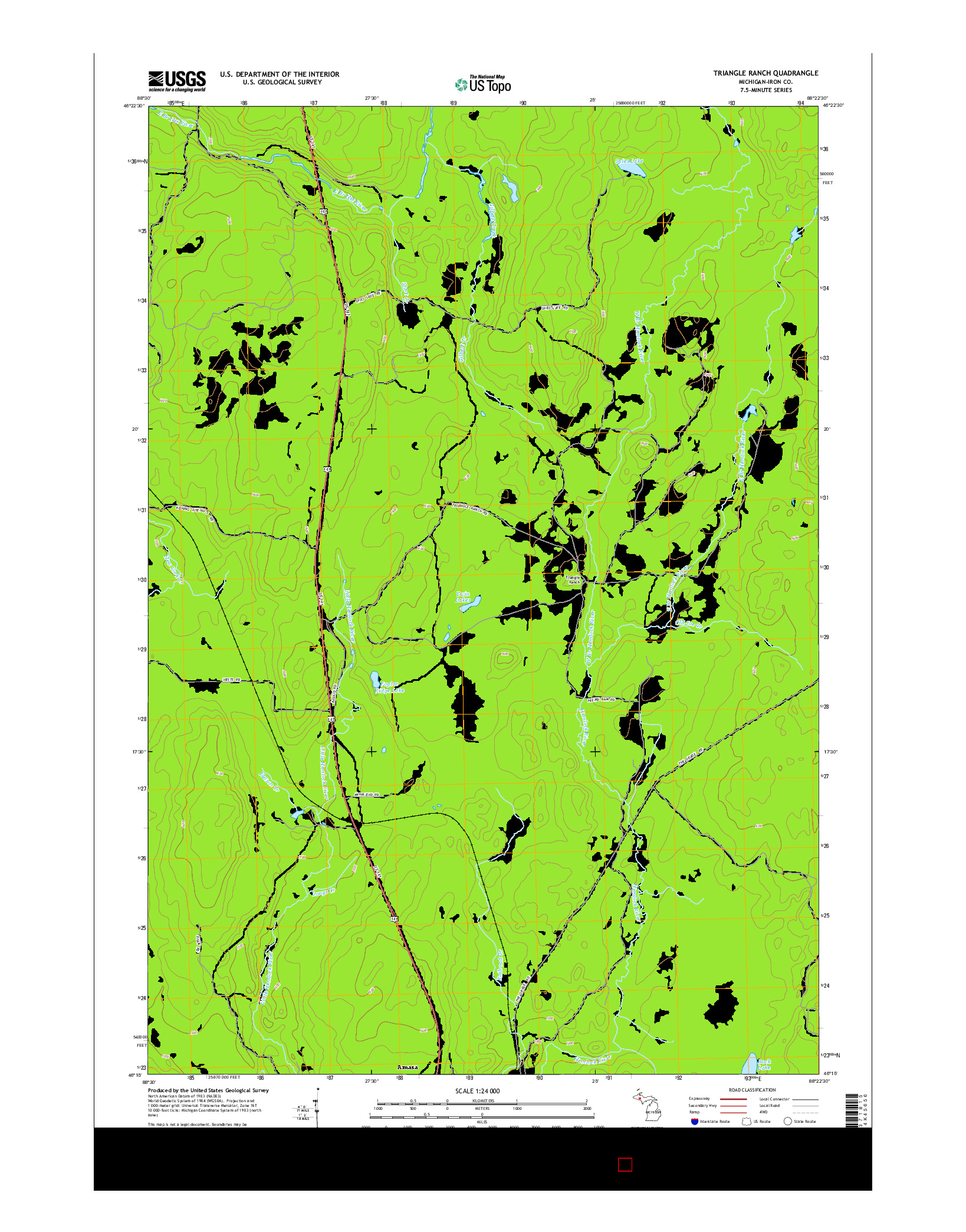 USGS US TOPO 7.5-MINUTE MAP FOR TRIANGLE RANCH, MI 2014
